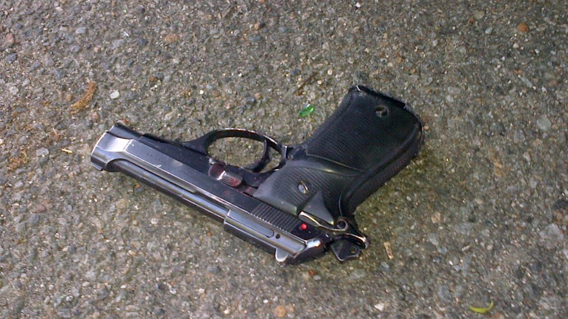 May 26, 2015: This photo provided by the New York Police Department (NYPD) shows a gun that was in the possession of a man who was shot to death by police in in the Brooklyn borough of New York. (NYPD via AP)