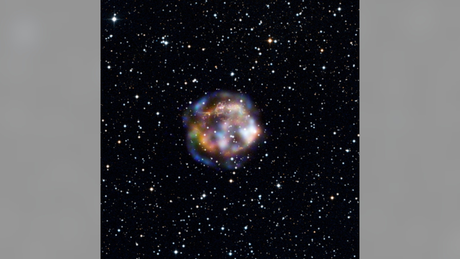This new view of the historical supernova remnant Cassiopeia A, located 11,000 light-years away, was taken by NASA's Nuclear Spectroscopic Telescope Array, or NuSTAR. Image released Jan. 7, 2013.