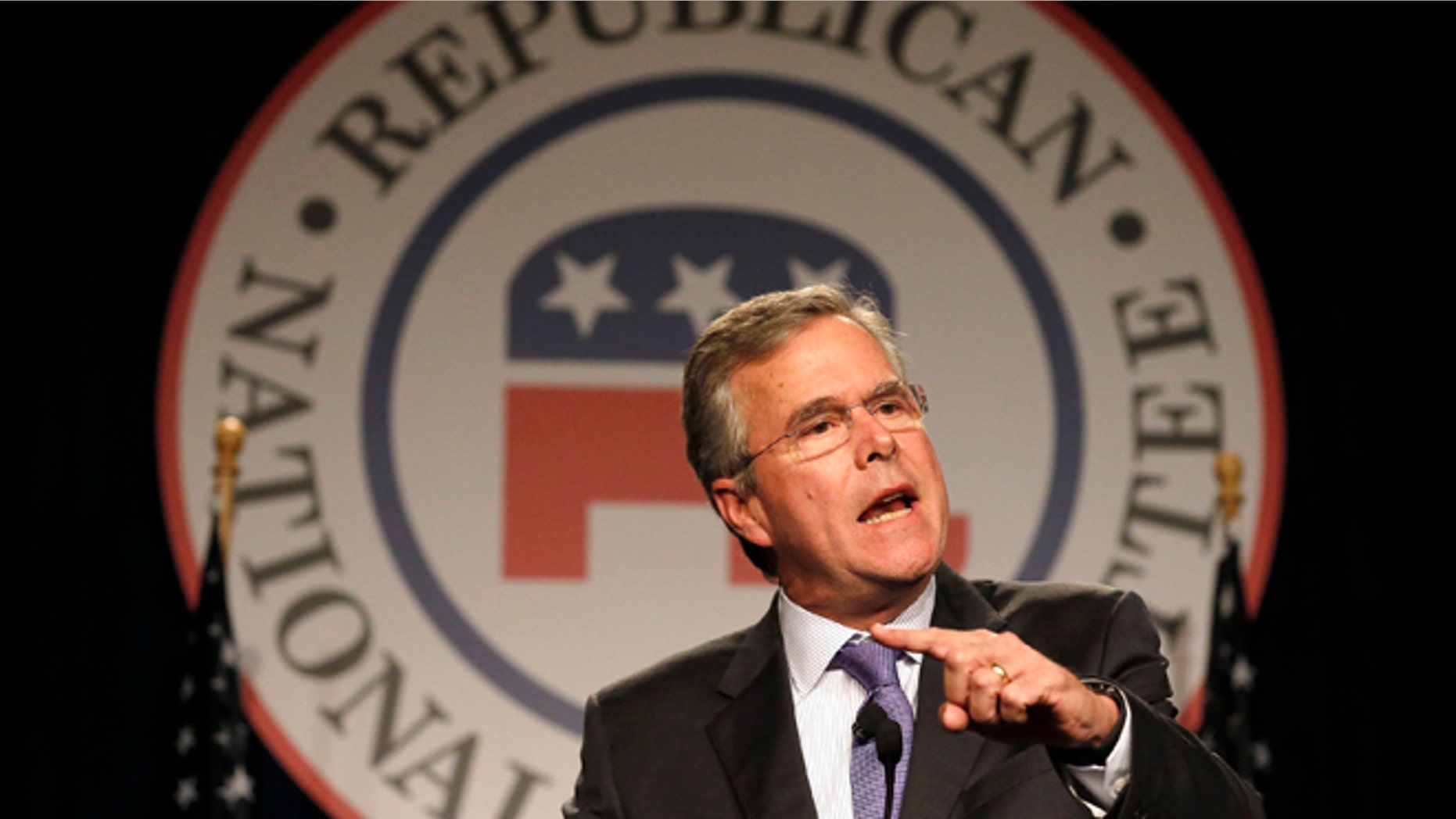Former Florida Gov. Jeb Bush delivers the keynote address at the Republican National Committee spring meeting Thursday, May 14, 2015, in Scottsdale, Ariz. Bush has yet to officially declare his intentions on whether he will join the growing number of Republican candidates for the presidential election of 2016. (AP Photo/Ross D. Franklin)