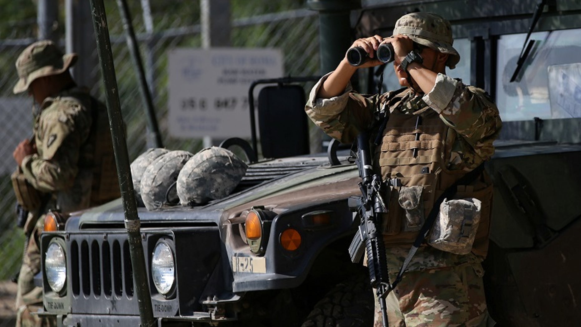 Members of the Texas National Guard patrol the Mexico-US border in April. The National Border Patrol Union called Trump's deployment to the border this year a 'waste,' despite earlier supporting the move.