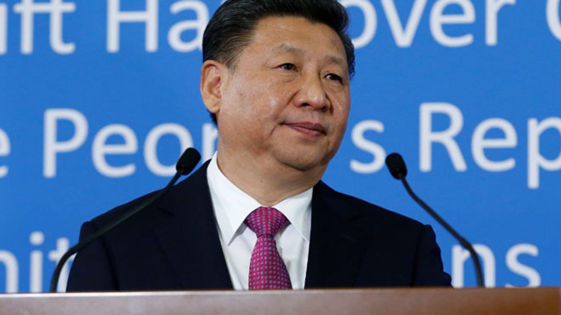 FILE 2017: Chinese President Xi Jinping addresses the guests at the U.N. European headquarters in Geneva.
