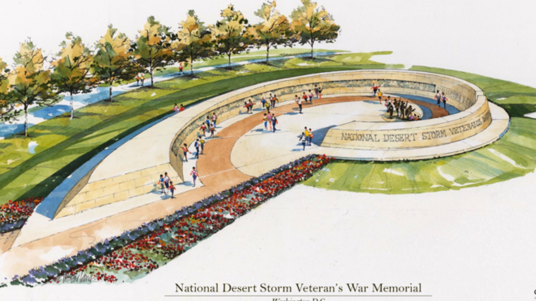 Shown here is a rendering of the proposed National Desert Storm Veteran's War Memorial.