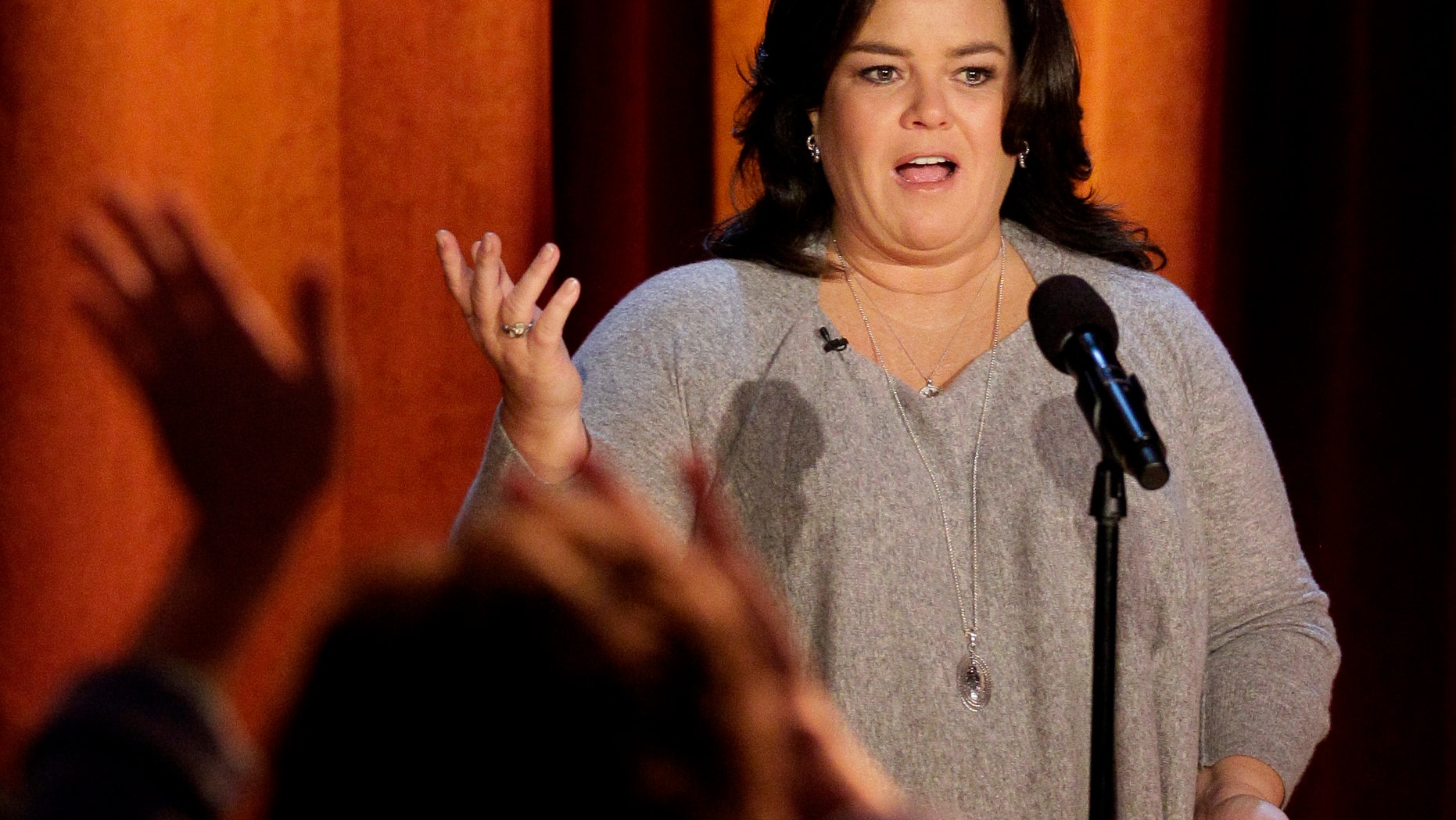 FILE - In this Thursday, Oct. 6, 2011, file photo, Rosie O'Donnell talks to the audience during a taping of her show in Chicago. “The View" announced Monday, Jan. 27, 2014, that O’Donnell will be a guest on the daytime gabfest on Feb. 7. (AP Photo/Nam Y. Huh, File)