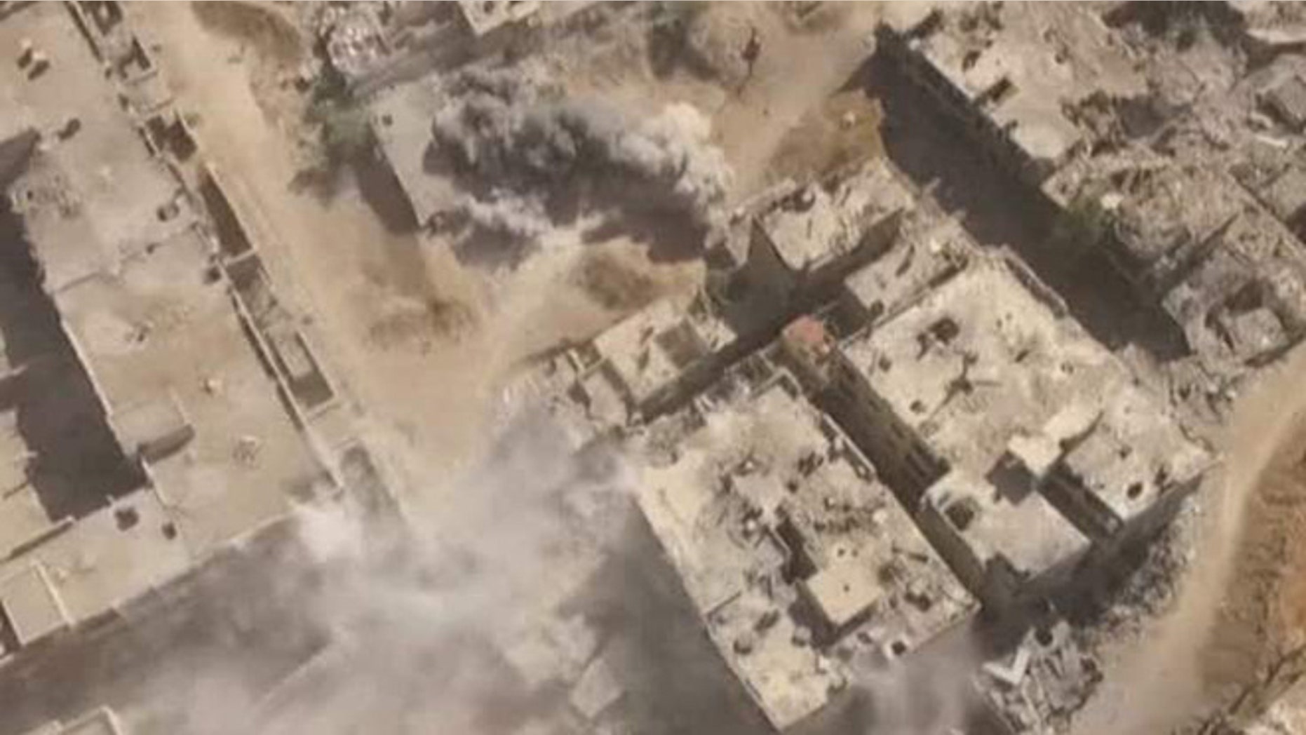 Drone shows destruction in Syria.