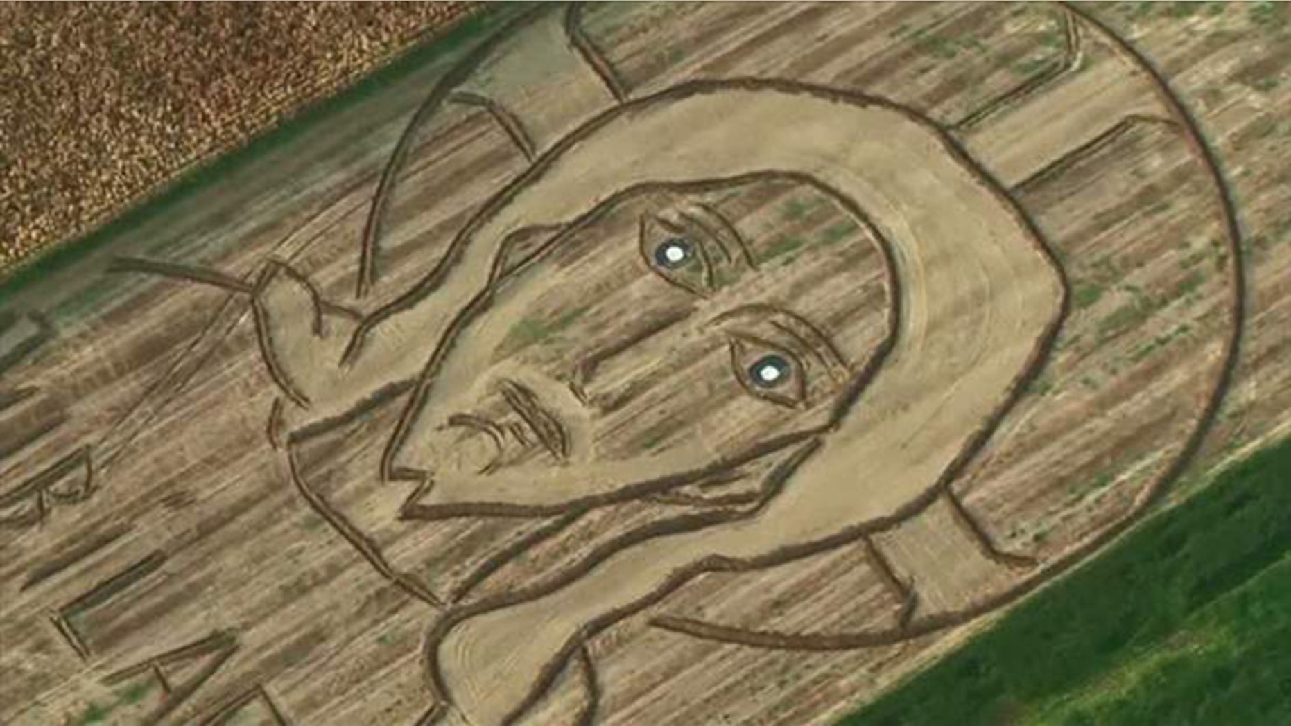 An artist in Verona recreated a picture of Christ in a field.