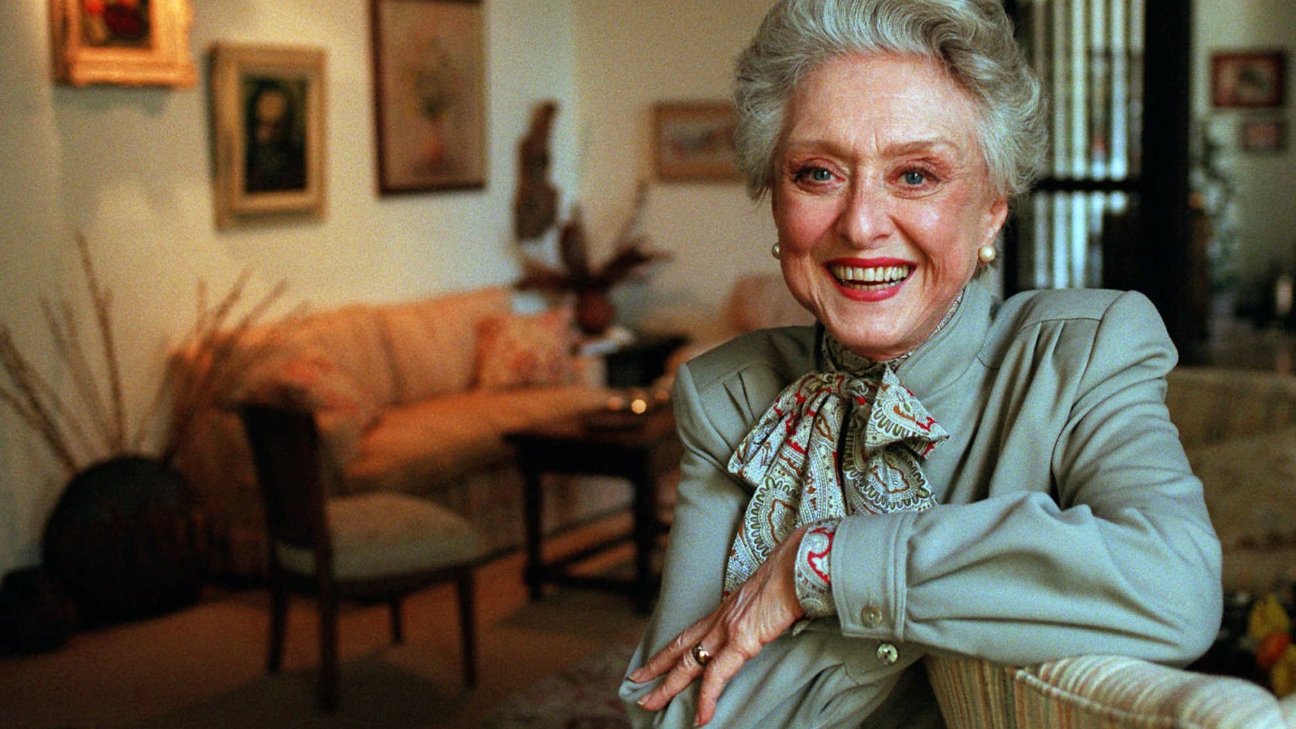 In this March 12, 1997, file photo, actress Celeste Holm poses at a friends' home in Santa Monica, Calif.