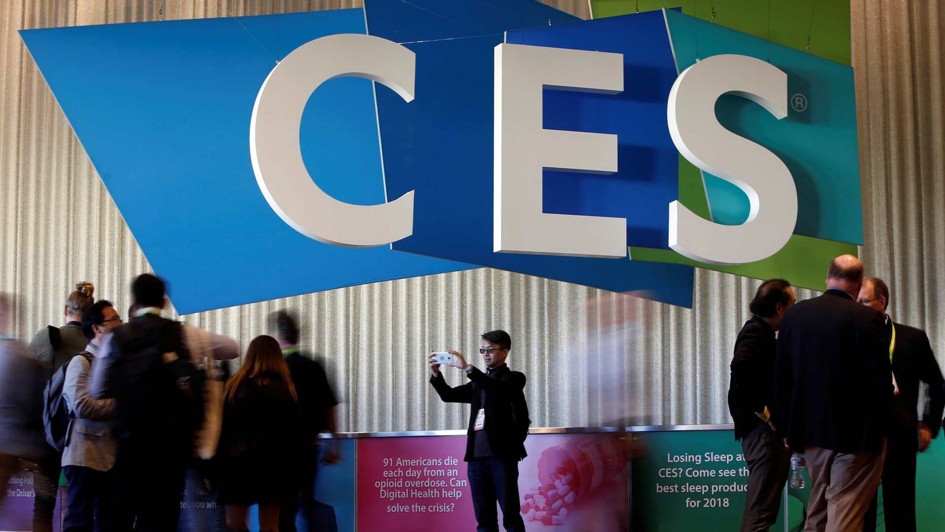 File photo - A man takes a selfie in front of the CES logo during the 2018 CES in Las Vegas, Nevada, U.S. Jan. 10, 2018. (REUTERS/Steve Marcus)