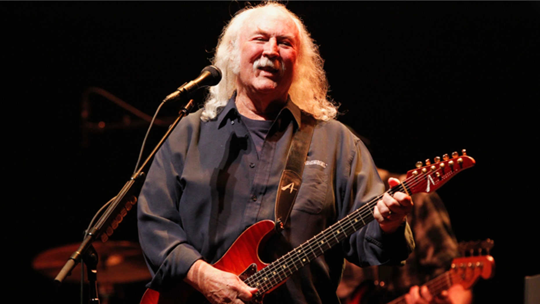Oct. 3, 2012: Musician David Crosby performs during a benefit concert to help defeat Proposition 32 on the State of California?s November election ballot at Nokia theatre in Los Angeles.