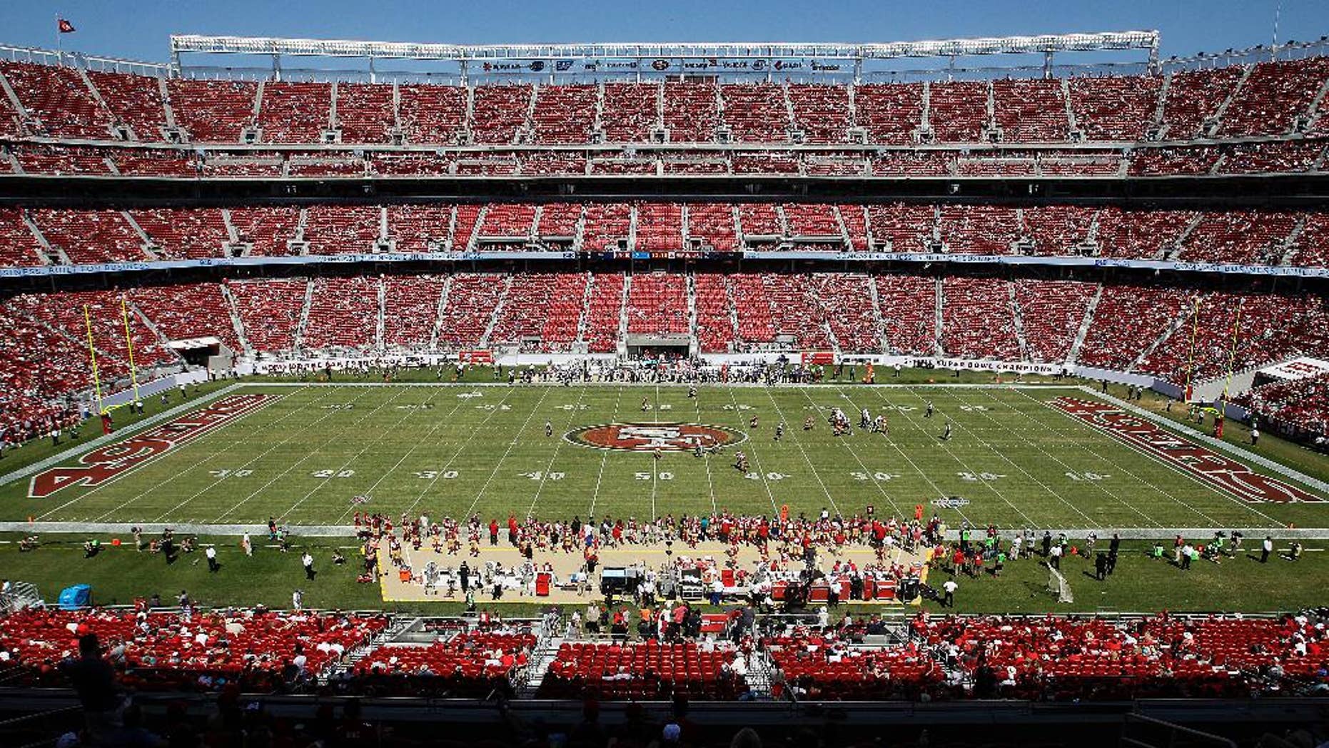 The field at Levi's Stadium is shown during the third quarter of an NFL preseason football game between the San Francisco 49ers and the San Diego Chargers in Santa Clara, Calif., Sunday, Aug. 24, 2014. (AP Photo/Mathew Sumner)