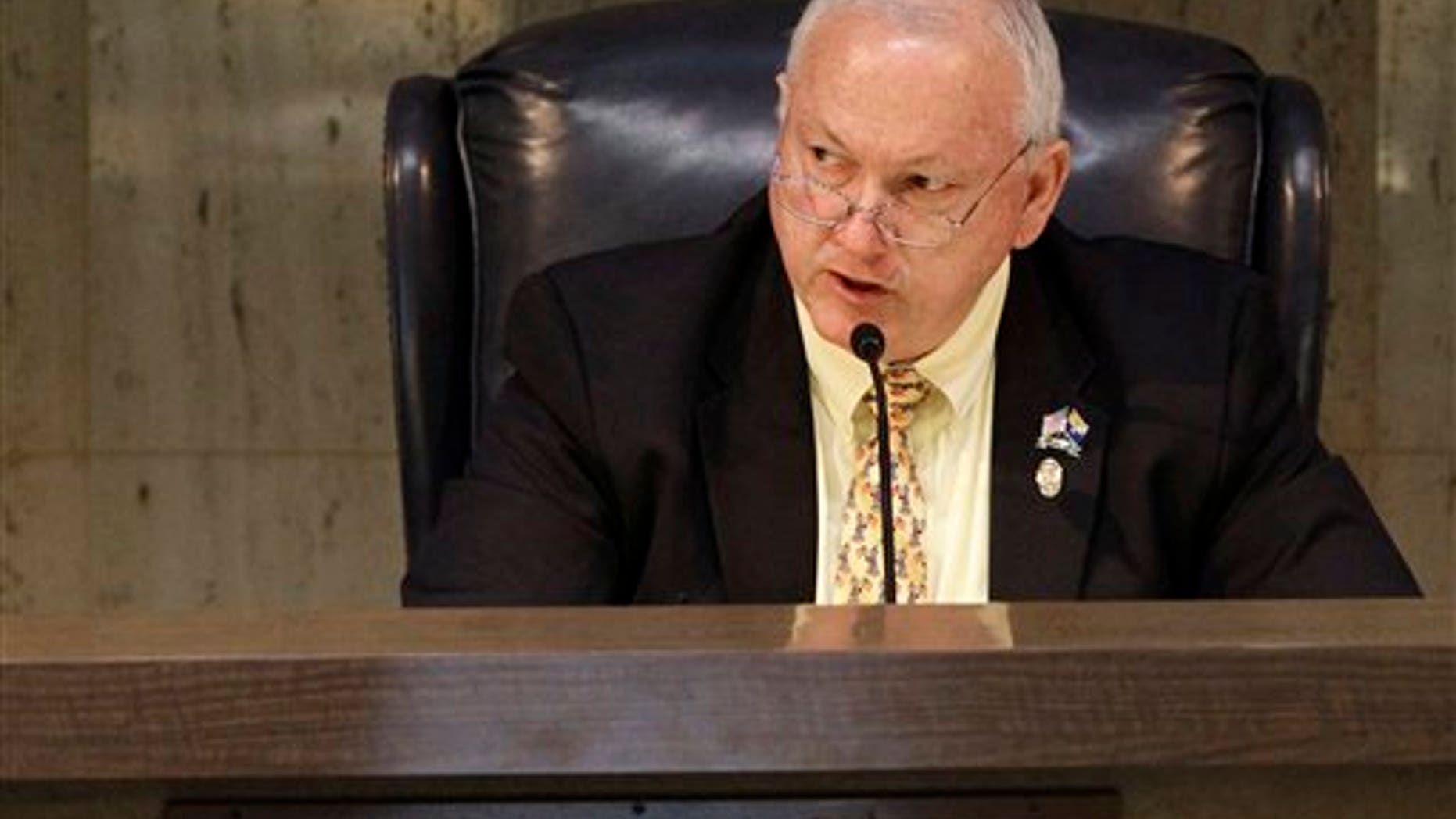 Apr 18: Arizona State Senate President Russell Pearce, R-Mesa, speaks at the Capitol in Phoenix. Arizona is entering unusual political territory with a scheduled recall election for Pearce, the nationally known champion of legislation and ballot measures against illegal immigration.