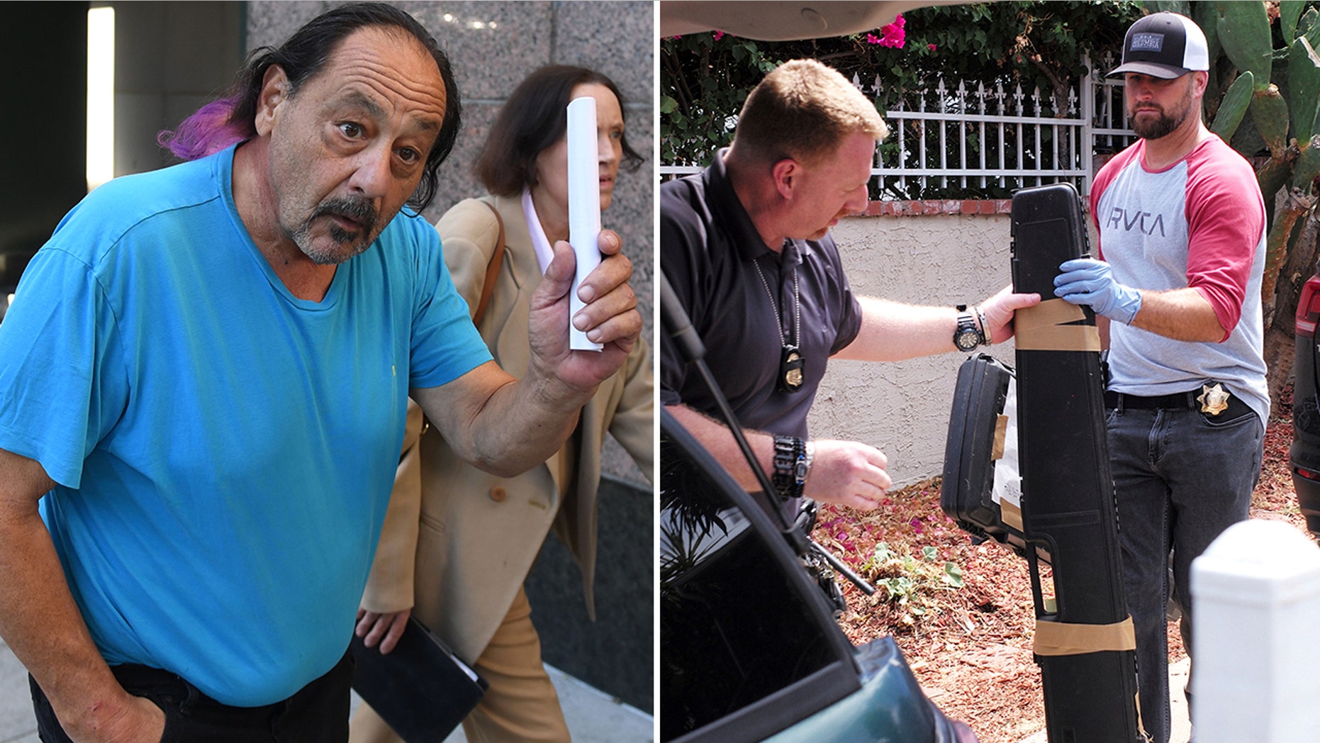Authorities in California said they seized a small arsenal of guns and ammunition from the home of Robert Chain, 68, (pictured left) who was charged with making death threats against journalists of The Boston Globe.