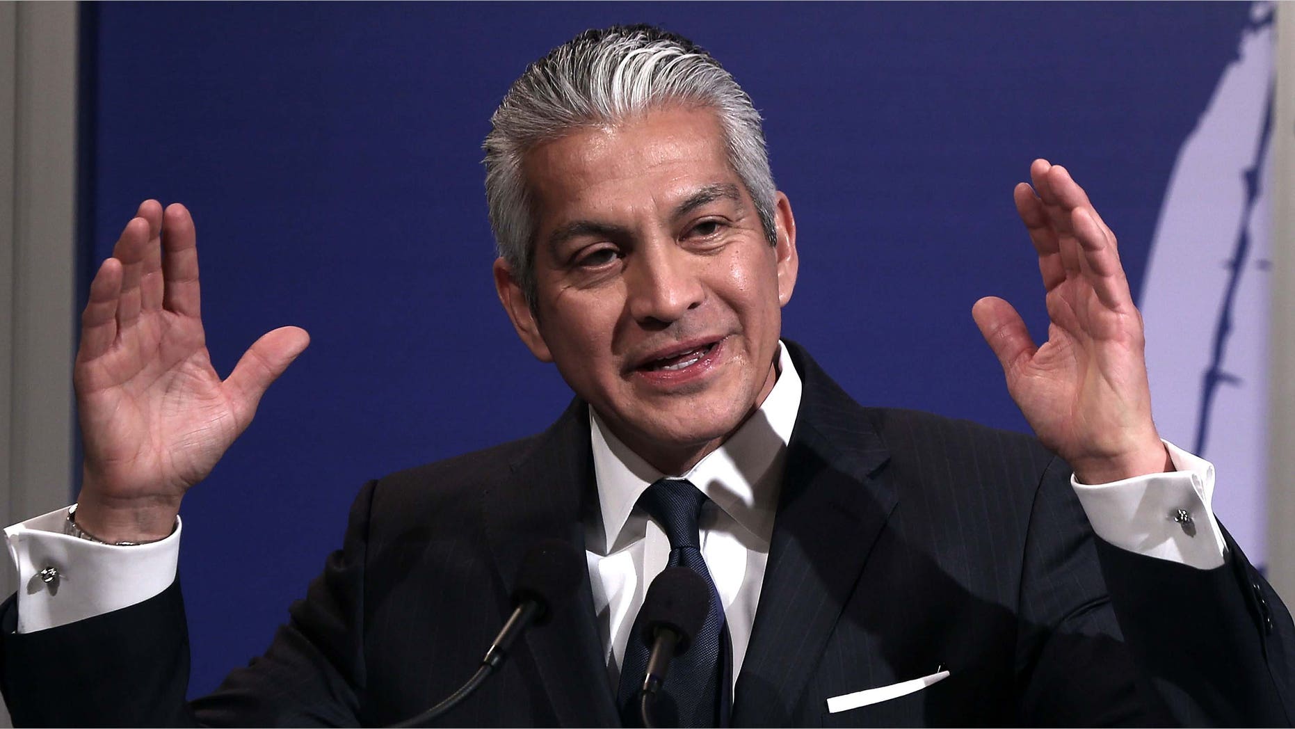 WASHINGTON, DC - MARCH 19: President and CEO of the U.S. Hispanic Chamber of Commerce (USHCC) Javier Palomarez speaks during a breakfast meeting of the chamber's 2013 Annual Legislative Summit March 19, 2013 at Capitol Hilton Hotel in Washington, DC. U.S. Sen. Rand Paul (R-KY) also spoke at the event on immigration and he announced his endorsement for a pathway for the 11 million illegal immigrants in the United States to become citizens. (Photo by Alex Wong/Getty Images)