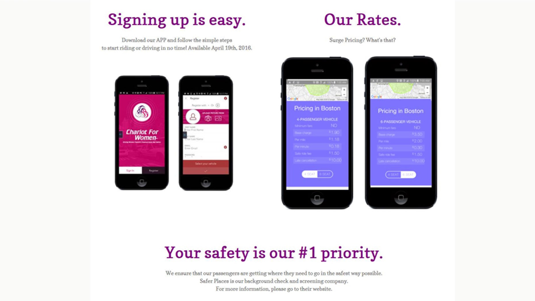 (Screenshot from www.chariotforwomen.com)