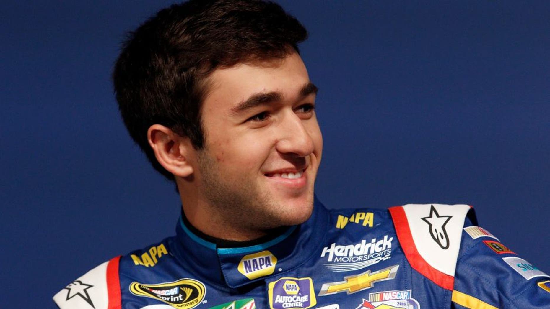 CHARLOTTE, NC - JANUARY 21: Chase Elliott talks about being the newest member of the Rick Hendrick Racing team during the NASCAR 2016 Charlotte Motor Speedway Media Tour on January 21, 2016 in Charlotte, North Carolina. (Photo by Bob Leverone/NASCAR via Getty Images)