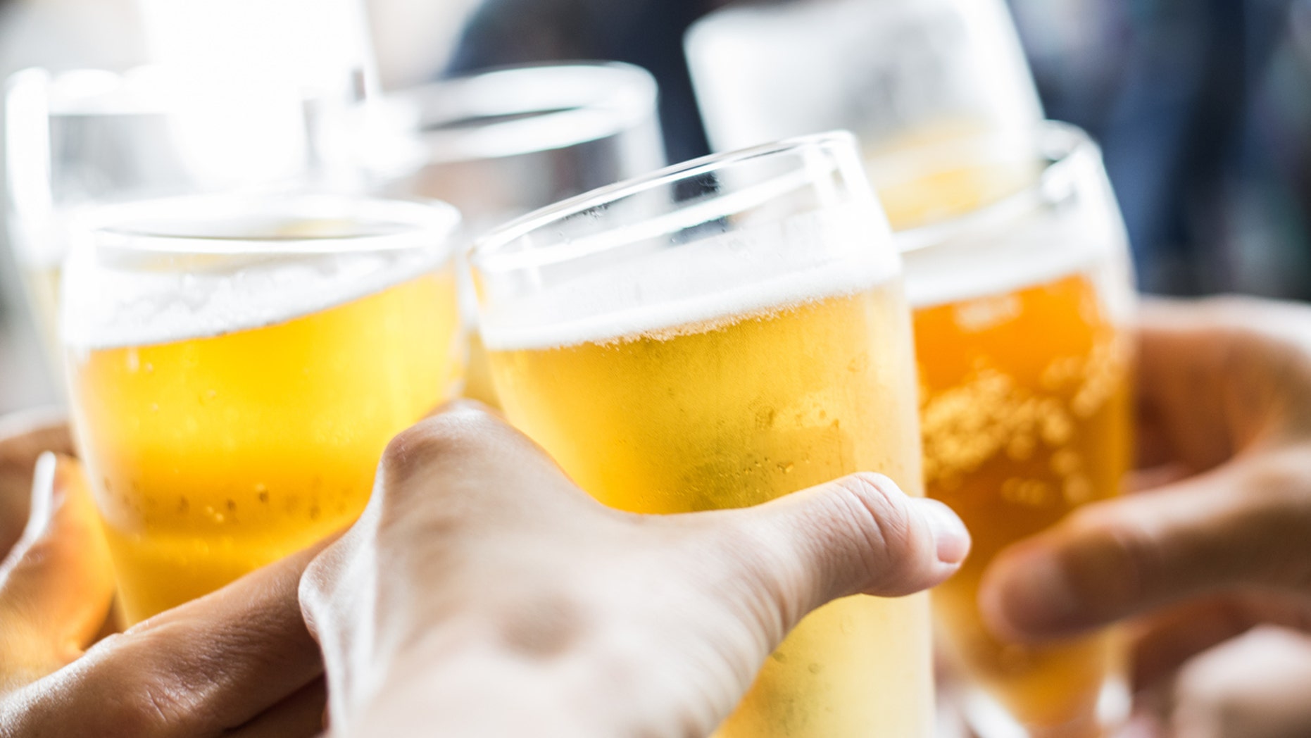 Friends toasting with beer.