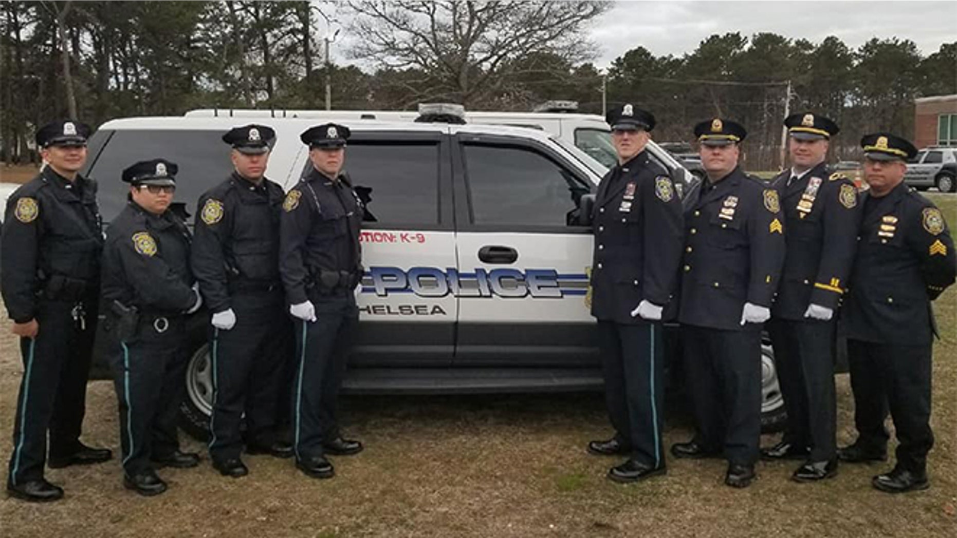 An anonymous woman picked up the tab for a group of Chelsea, Mass., police officers Tuesday after they attended the wake of a fallen officer in Cape Cod.
