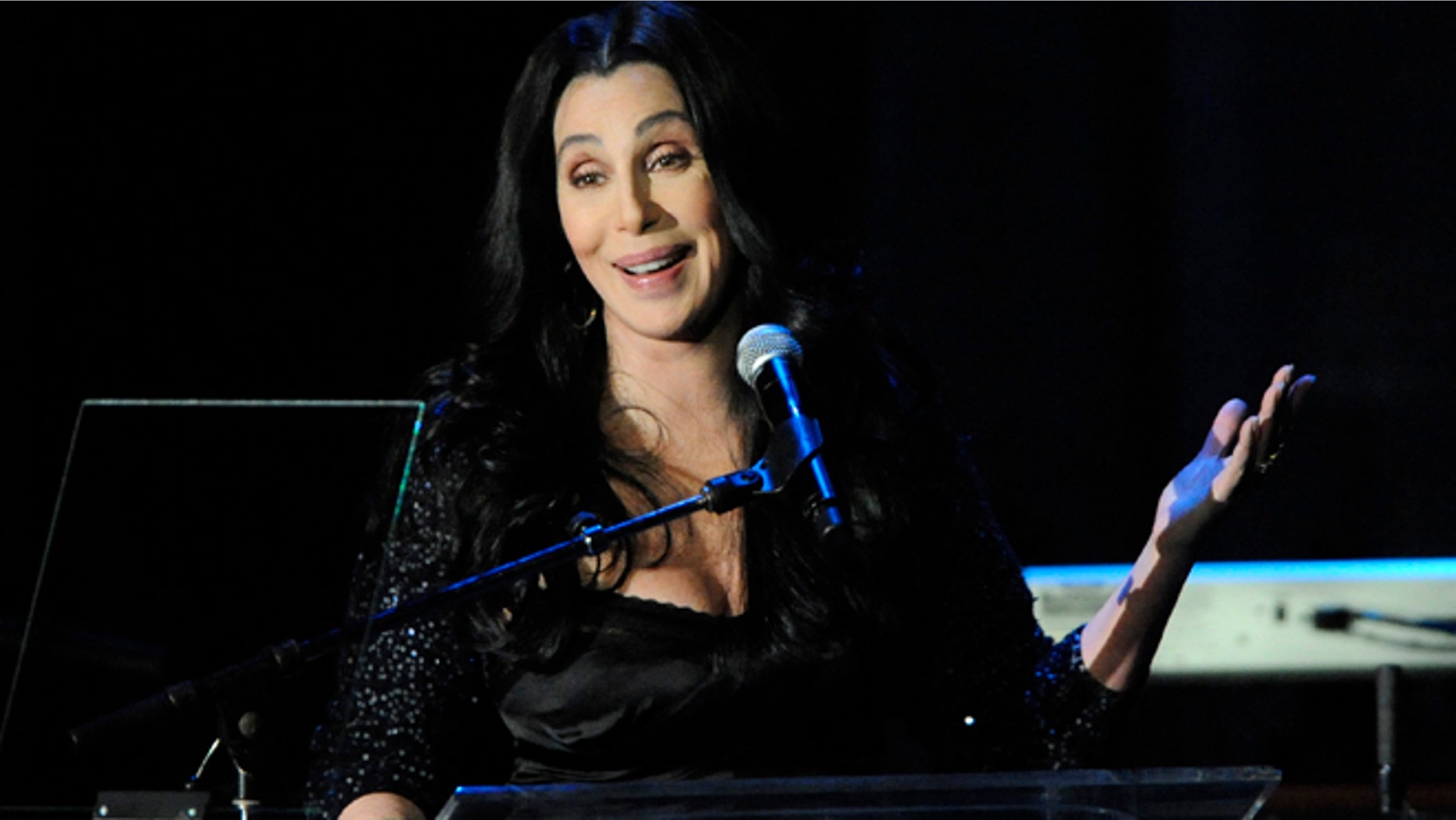Cher speaks at the Pre-Grammy Gala & Salute to Industry Icons with Clive Davis honoring David Geffen held in Beverly Hills, California on February 12, 2011.