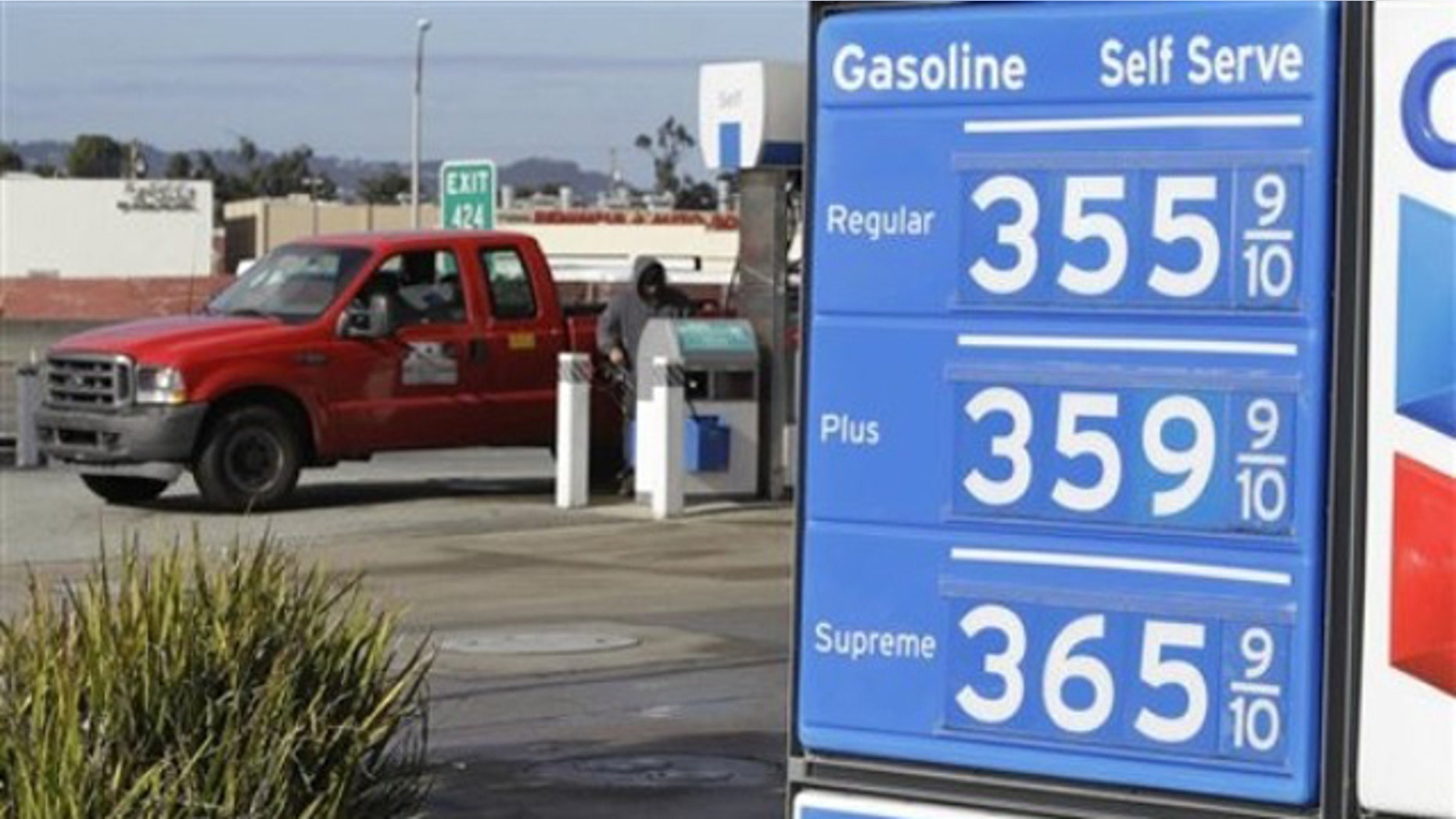 In this Nov. 23 photo, gas prices are displayed at a Chevron gas station in San Francisco.