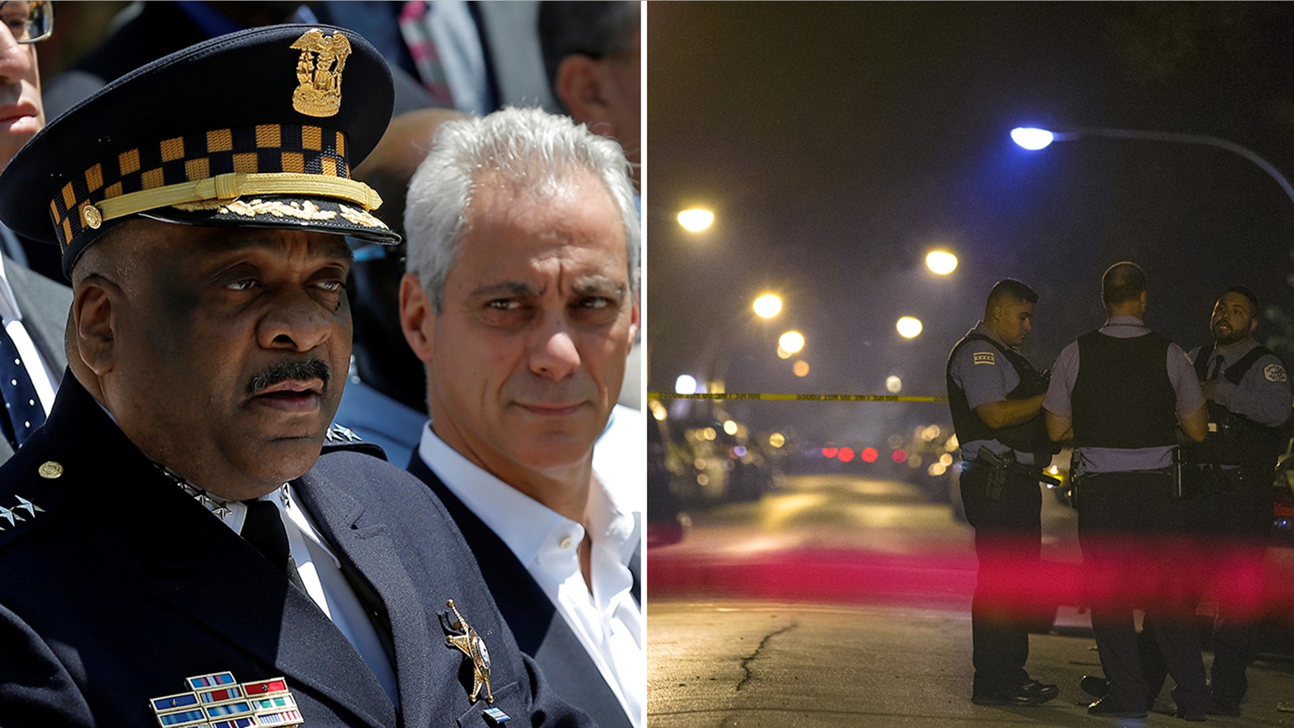Chicago Police Superintendent Eddie Johnson, left, with Mayor Rahm Emanuel, says the city is making "real progress" in fighting crime since a high of 771 murders in 2016.