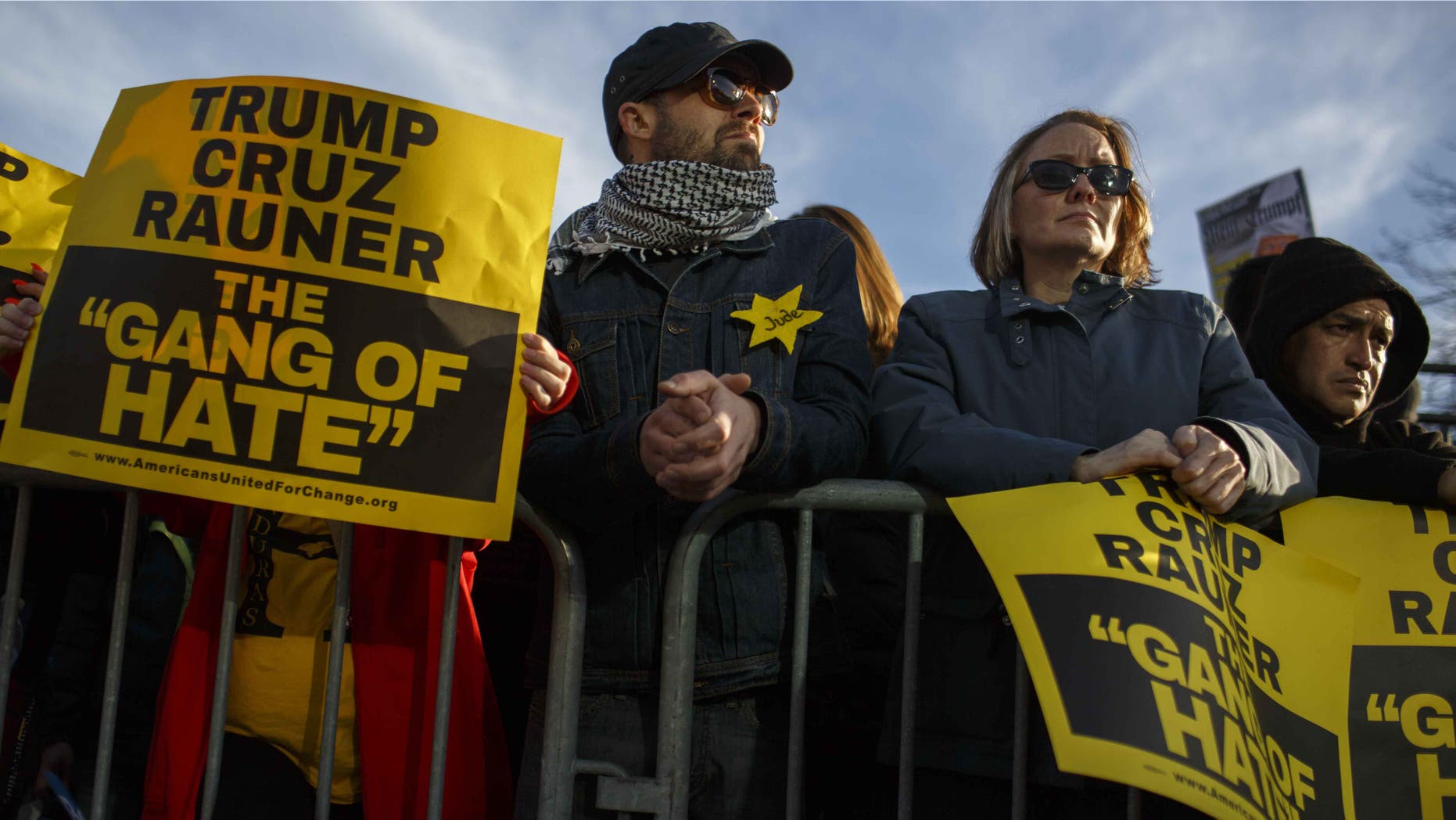 Protesters outside the of the University of Illinois on March 11, 2016 in Chicago.