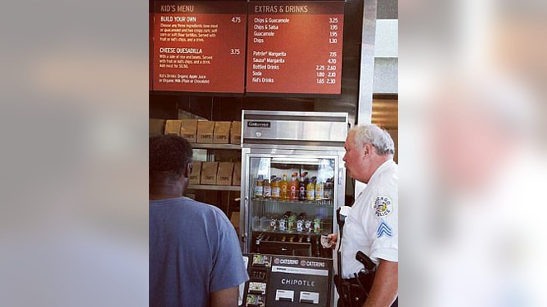 The pair waited in line together, ordered, and then shook hands before going their separate ways.