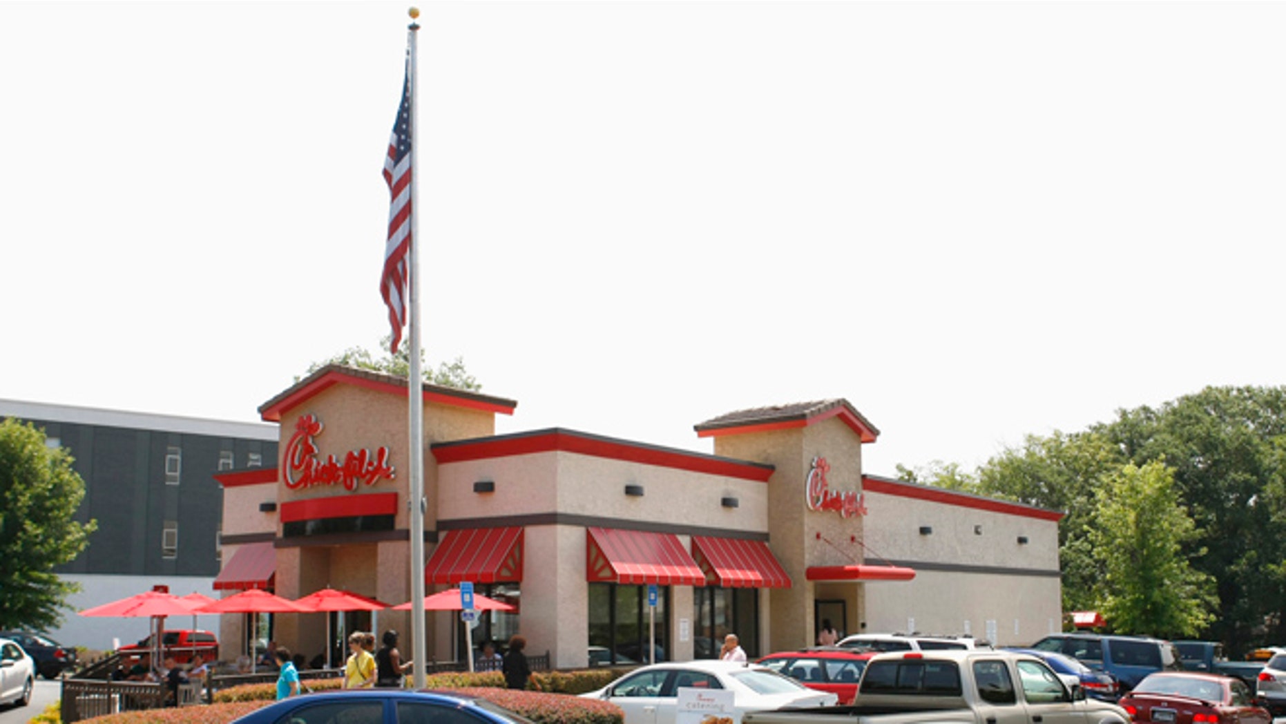 Aug. 3, 2012: Cars surround a Chick-Fil-A restaurant during lunch time in Decatur, Georgia.