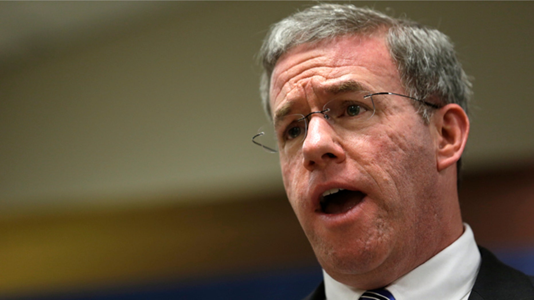 May 3, 2013: New Jersey Attorney General Jeffrey Chiesa talks during a news conference in Newark, N.J.