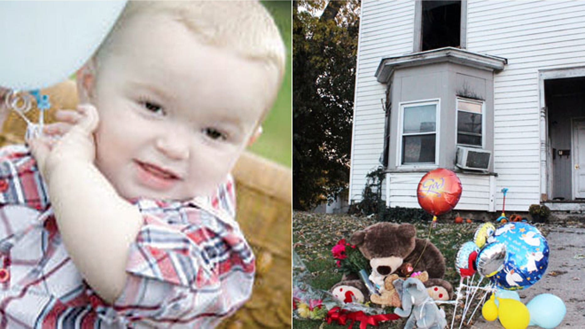 In this Nov. 3, 2013 photo provided by the Louisiana Press-Journal is a memorial in front of a home following a fire in Louisiana, Mo. The family of 3-year-old Riley Miller who was killed in the Oct. 31 fire says it is outraged after police used a stun gun on the boy’s stepfather as he tried to run back in and save the child.