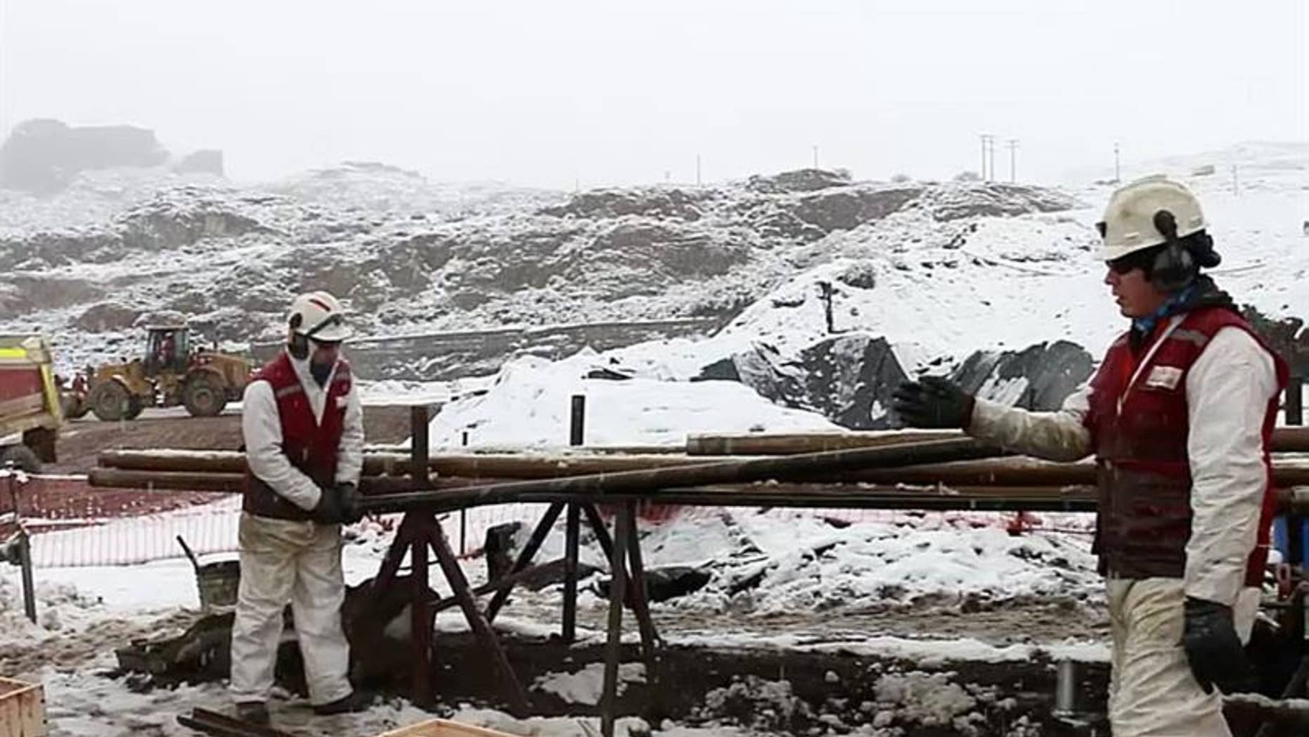 Photo made available by Chile's Mining Ministry, showing the search and rescue operation at the Cerro Bayo mine, in the Chile Chico commune, in Aysen, Chile, June 16, 2017.