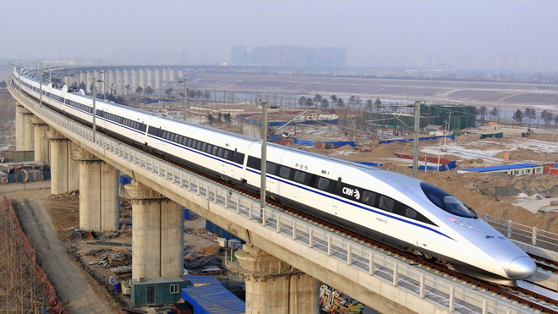 Dec. 26, 2012: In this photo released by China's Xinhua news agency, a bullet train passes over Yongdinghe Bridge in Beijing Wednesday.