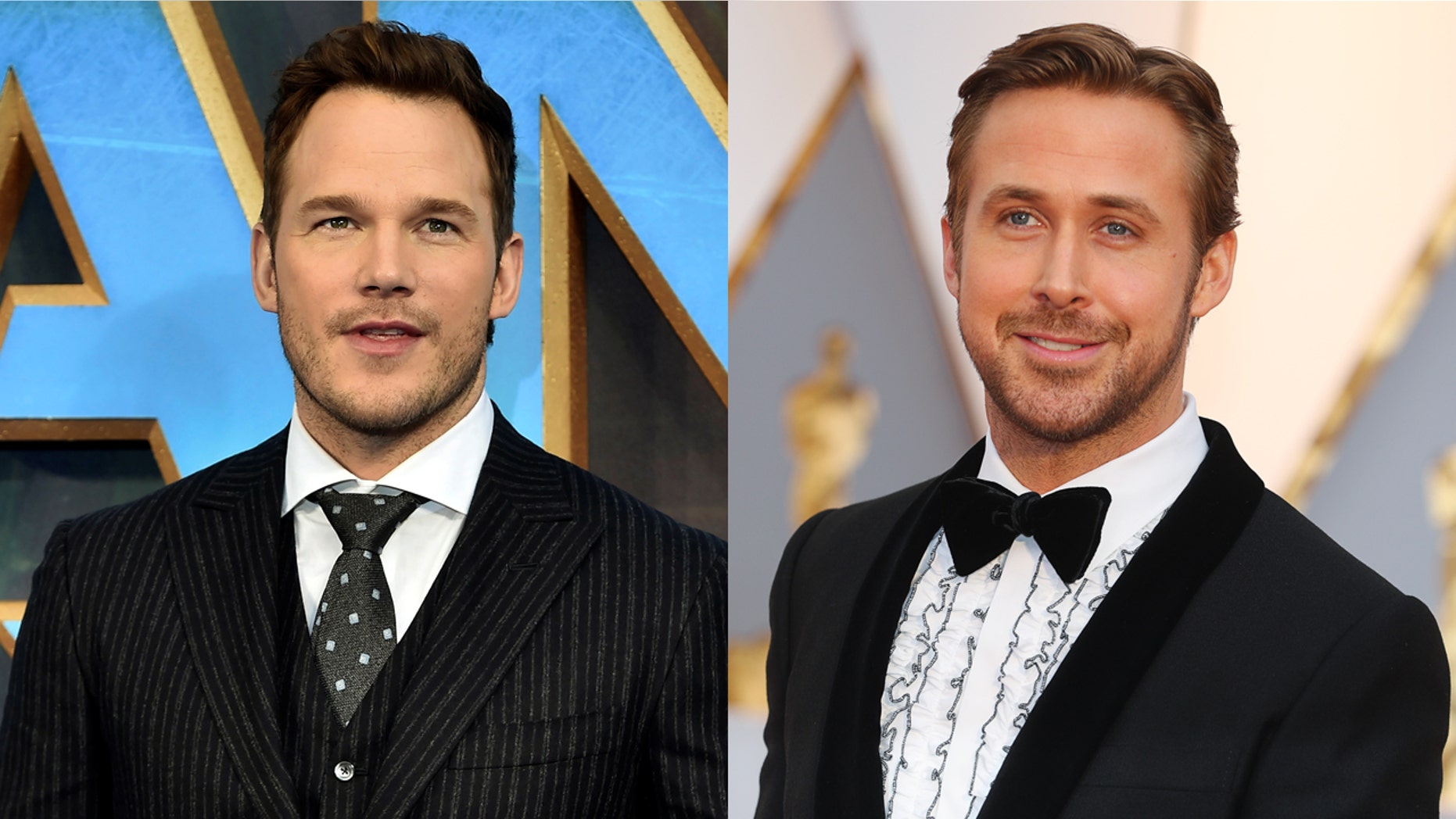 Chris Pratt, left, and Ryan Gosling are some of the most-sought after Hollywood male leading actors today.