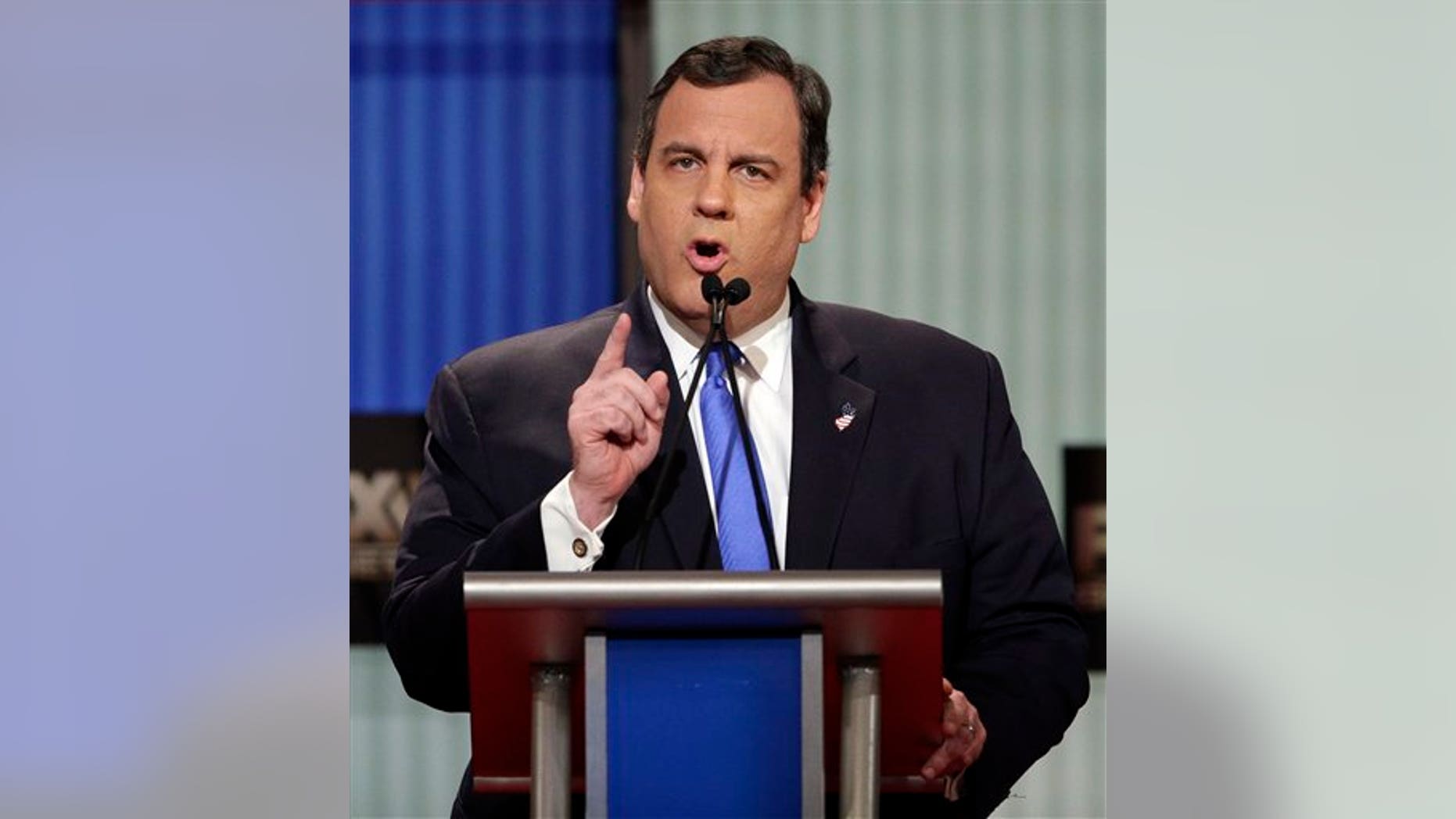 Republican presidential candidate, New Jersey Gov. Chris Christie speaks during the Fox Business Network Republican presidential debate at the North Charleston Coliseum, Thursday, Jan. 14, 2016, in North Charleston, S.C. (AP Photo/Chuck Burton)