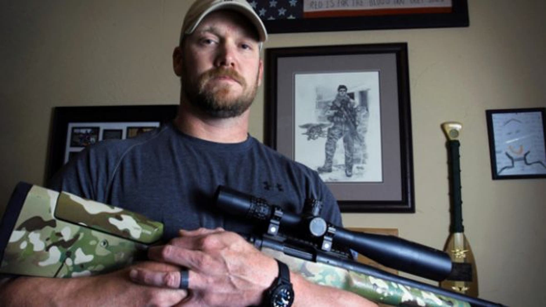 April 6, 2012: Former Navy SEAL and author of the book “American Sniper” poses in Midlothian, Texas.