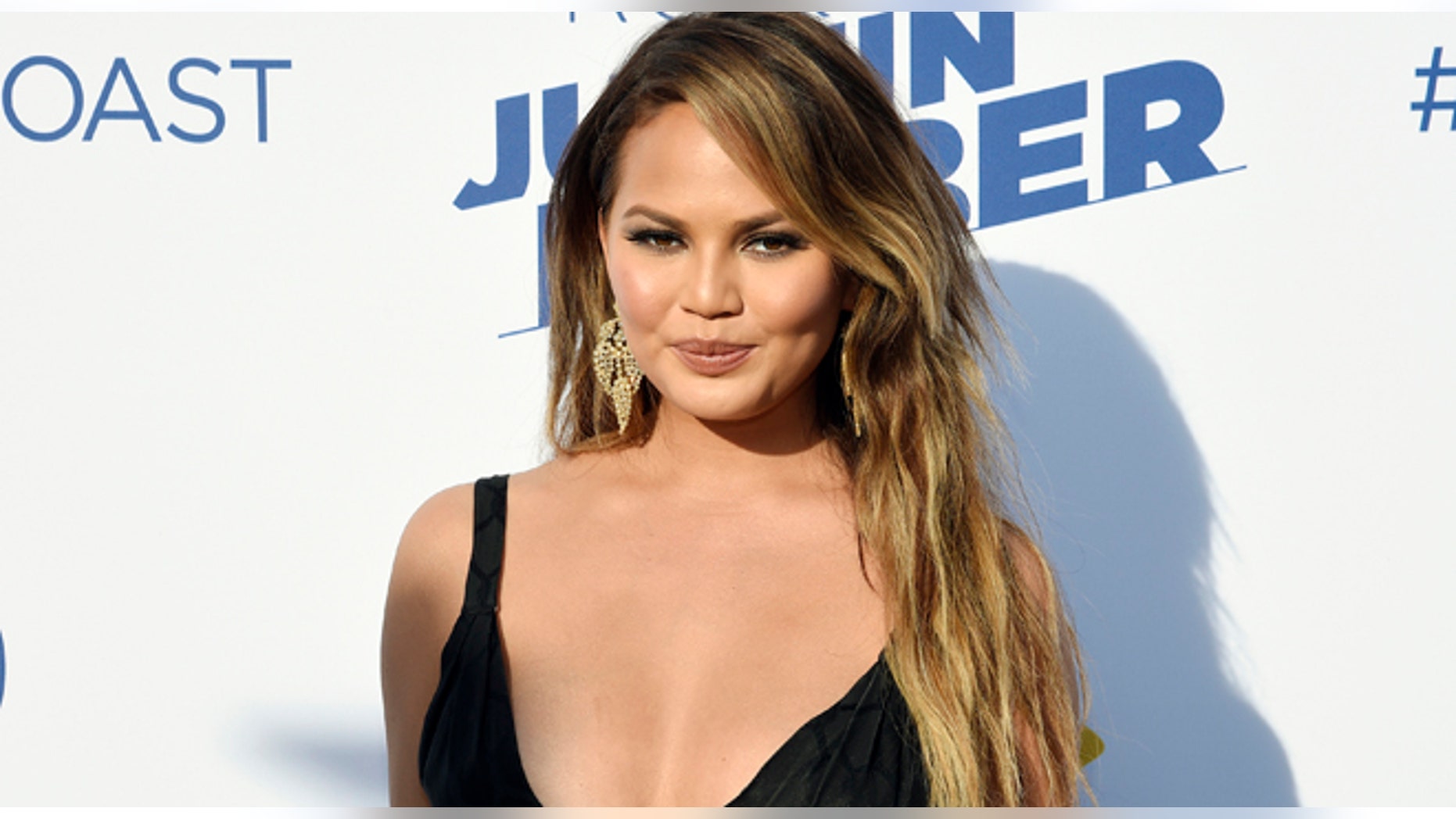 March 14, 2015. Model Chrissy Teigen poses during theComedy Central Roast of Justin Bieber at Sony Studios in Culver City, California.