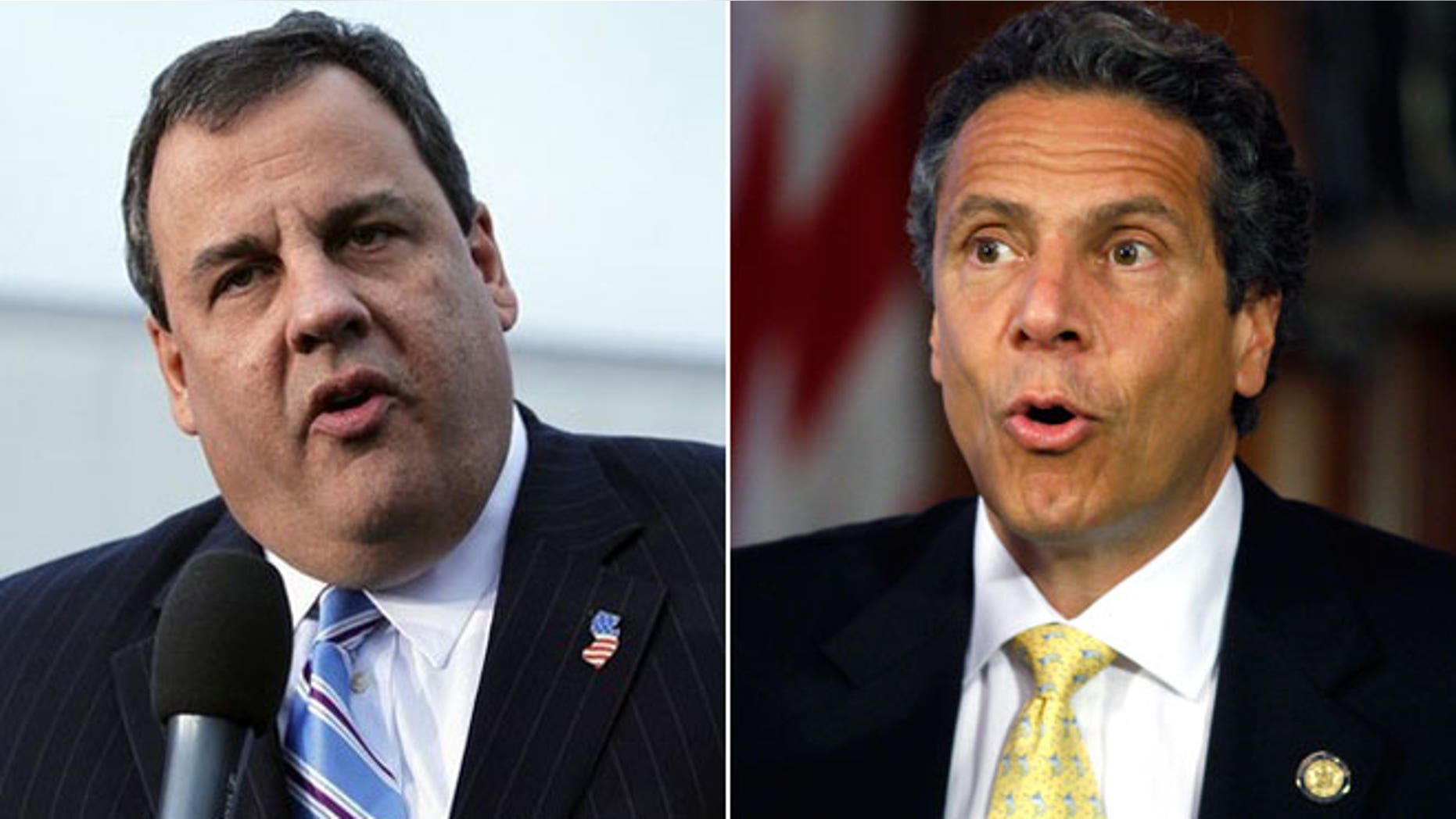 New Jersey Gov. Chris Christie, left, and New York Gov. Andrew Cuomo, right.