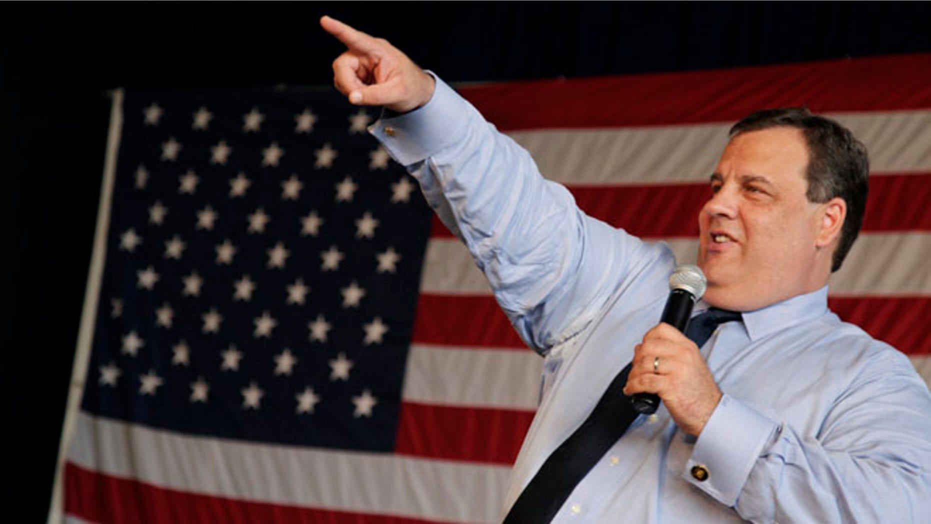 May 16, 2012: New Jersey Gov. Chris Christie jokes during a large town hall gathering in East Hanover, N.J.