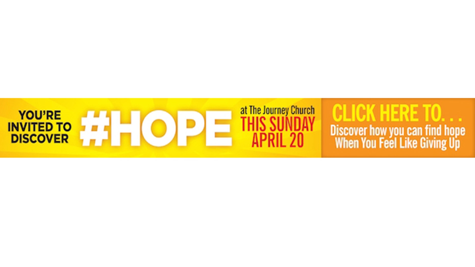 An ad for the Christian evangelical congregation Journey Church, which will run on the Capital New York website after the New York City news organization earlier told the group it was going to pull the advertising campaign.
