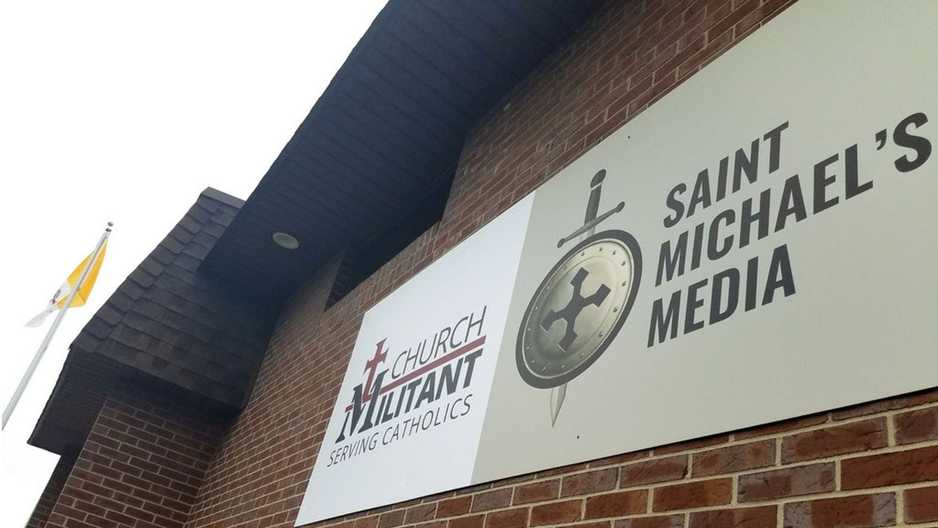 Outside Church Militant's headquarters in Michigan