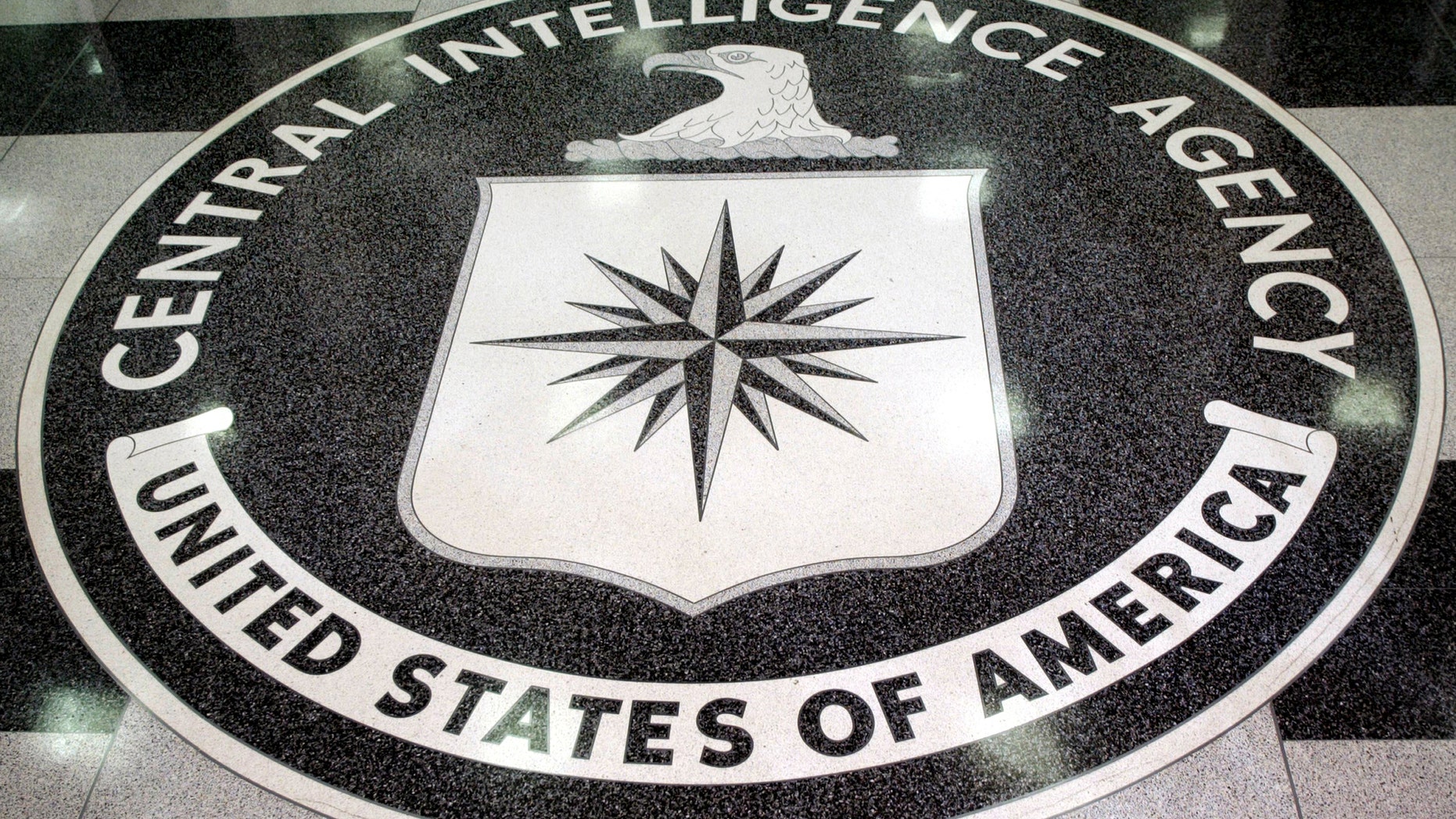 The logo of the CIA as seen in the lobby of the agency's headquarters in Langley, Virginia.