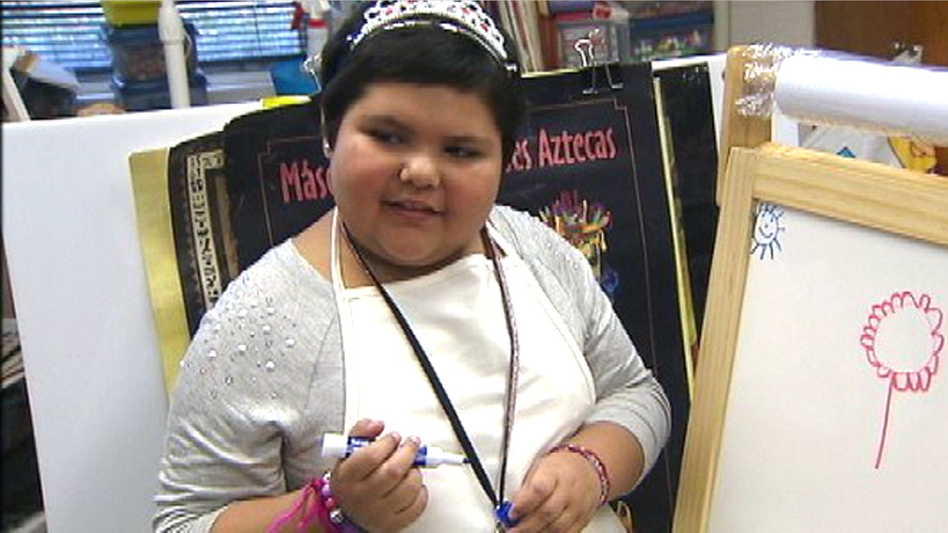 Cindy Gonzalez, a first grader at John Pershing Elementary School in Dallas, had her wish to become art teacher for a day granted by the Make-A-Wish Foundation.