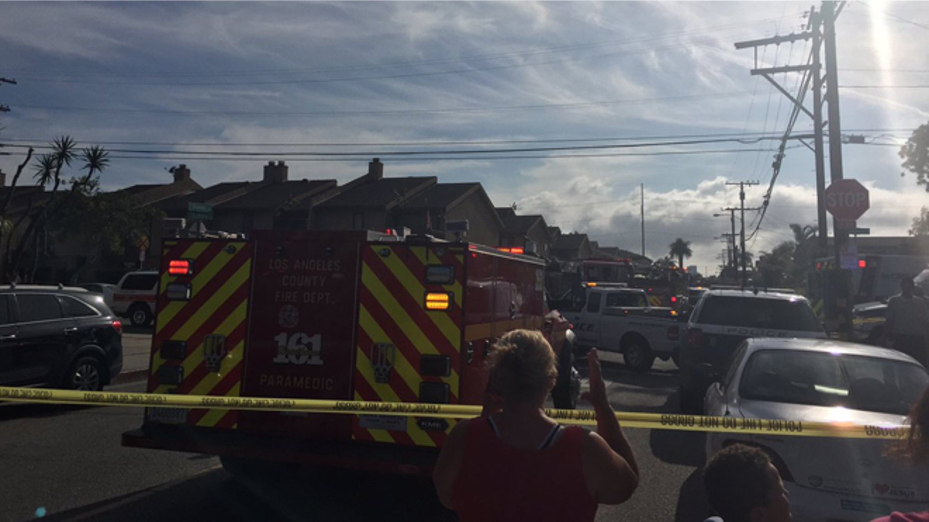 A photo from the scene of a small plane crash in Hawthorne, Calif. (Fox News)