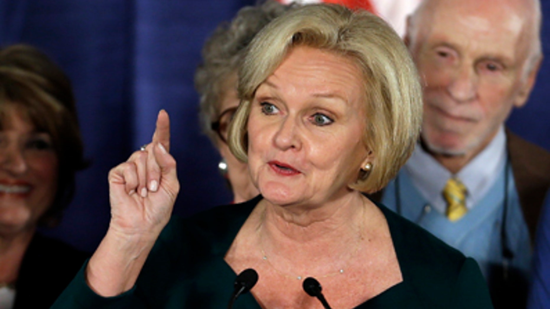Nov. 6, 2012: Sen. Claire McCaskill, D-Mo., speaks to supporters in St. Louis while declaring victory over challenger Rep. Todd Akin, R-Mo., in the Missouri Senate race.