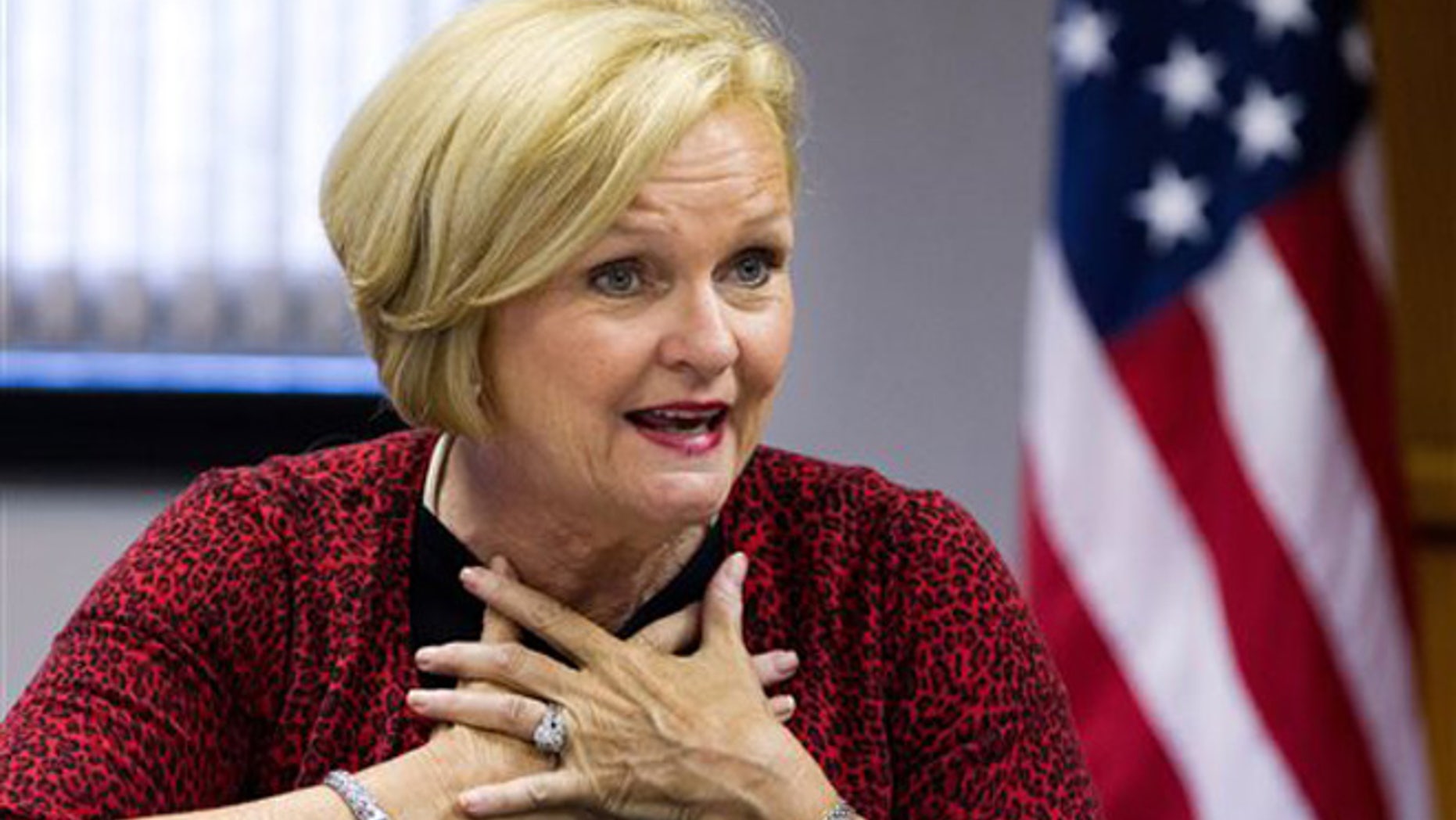 In this Aug. 23, 2013 file photo, Sen. Claire McCaskill, D-Mo., speaks in St. Joseph, Mo.