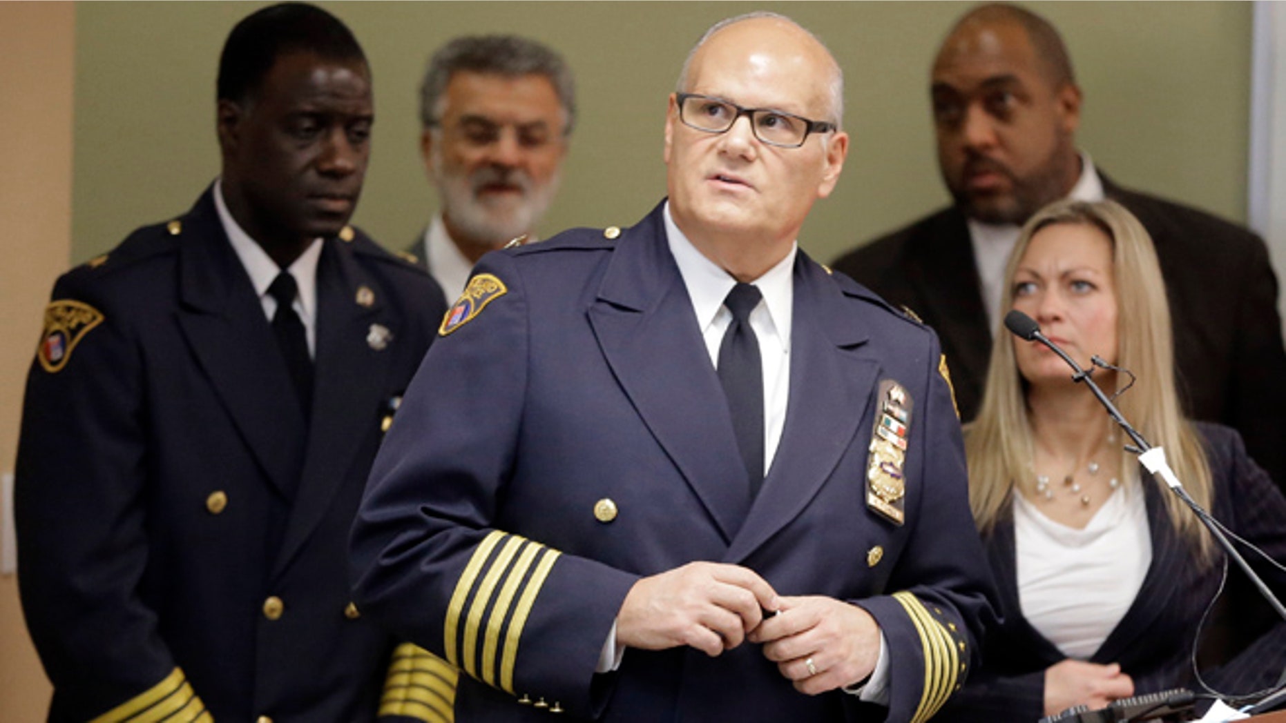 Nov. 26, 2014: Cleveland police deputy chief Ed Tomba answers questions at a news conference after the release of the surveillance video of the weekend police shooting of Tamir Rice.