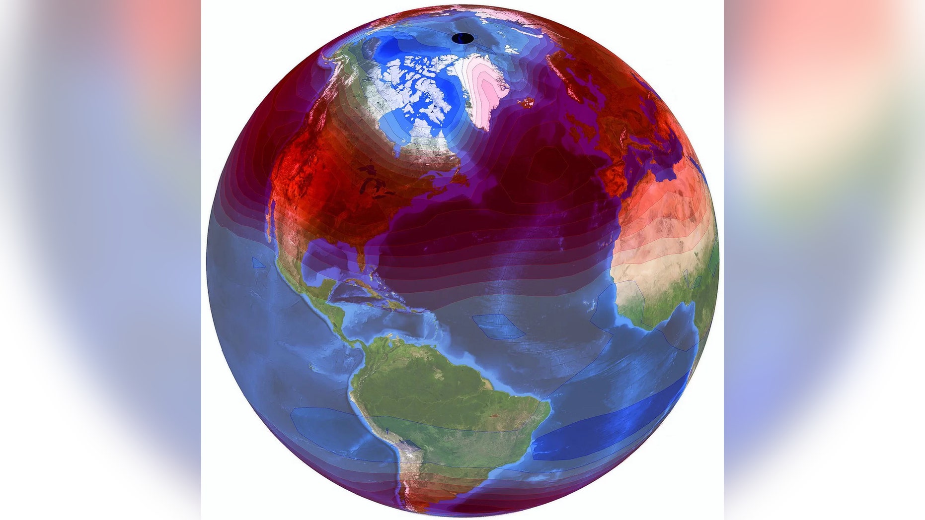 Seasonal temperature variations and trends are visualized and depicted on NASA's "Blue Marble" image. Credit: Lawrence Livermore National Laboratory