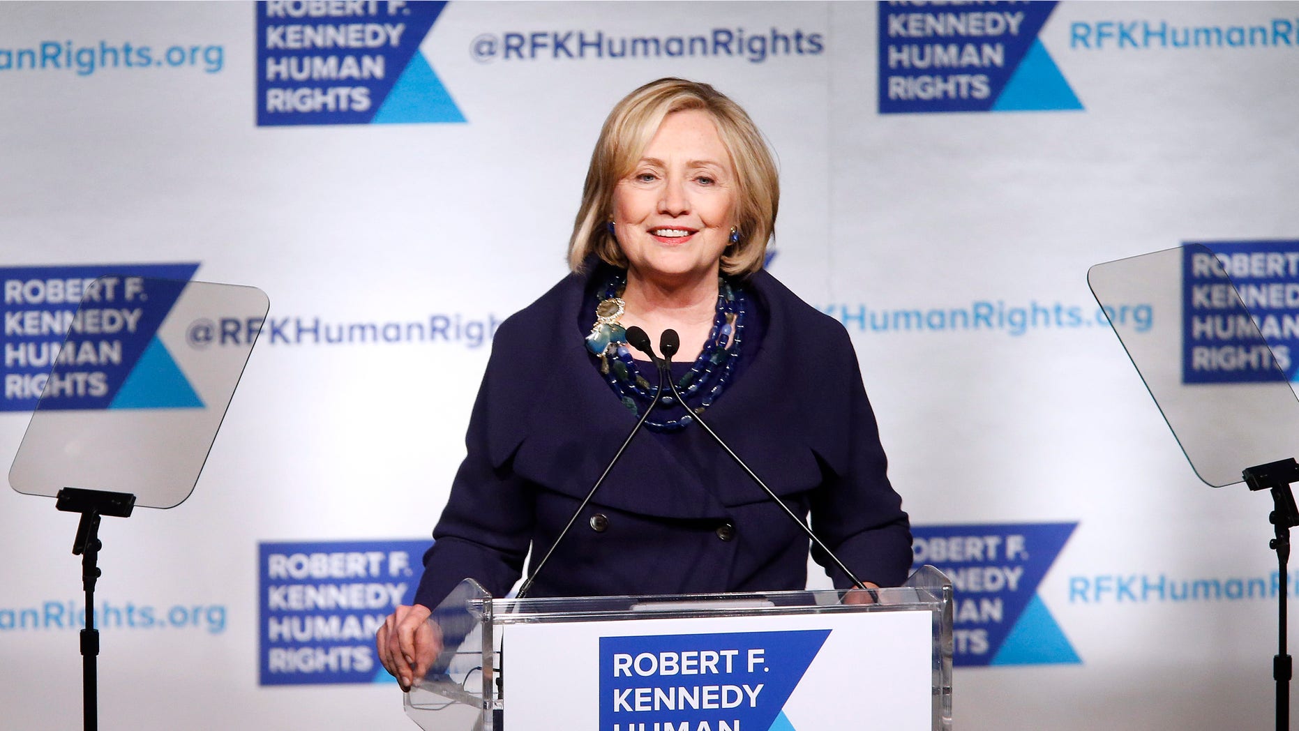 Dec. 16, 2014: Former Secretary of State Hillary Rodham Clinton speaks after accepting the Robert F. Kennedy Ripple of Hope Award during a ceremony.