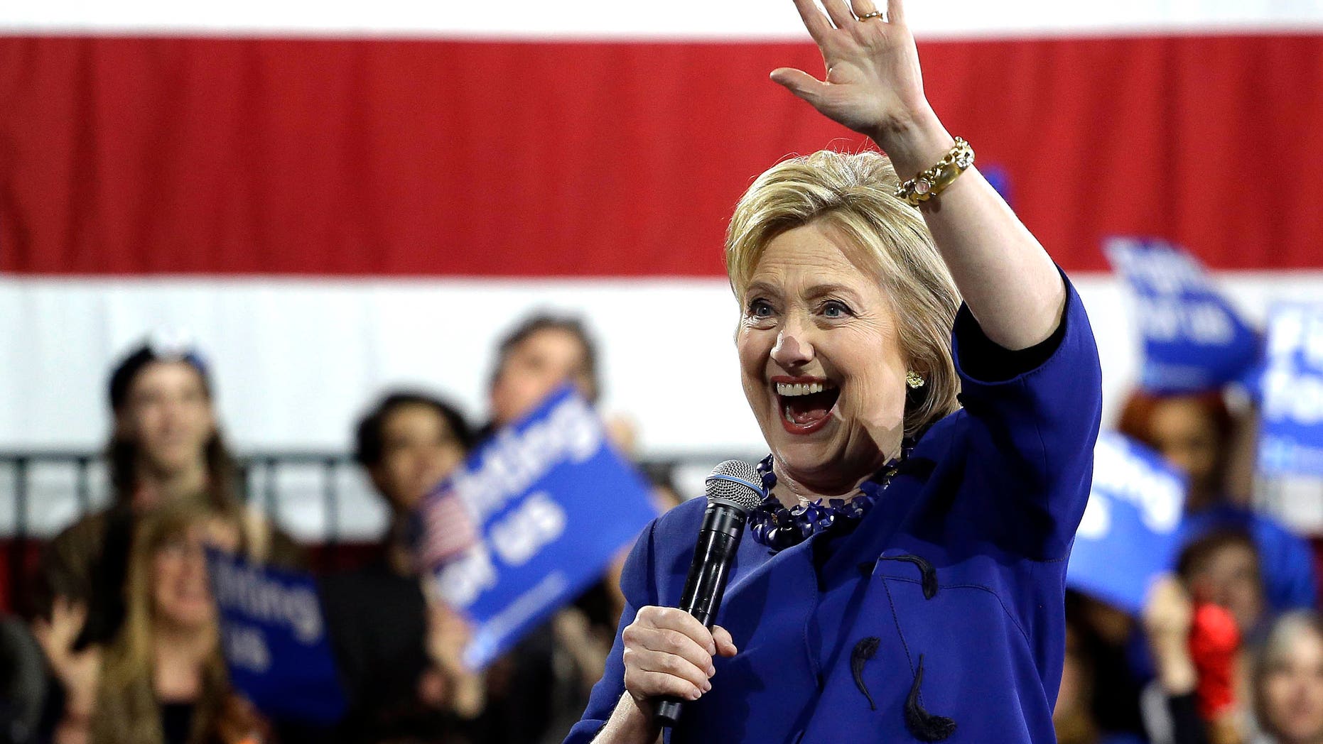 Presidential candidate Hillary Clinton at a campaign rally, Wednesday, March 2, 2016, in New York.