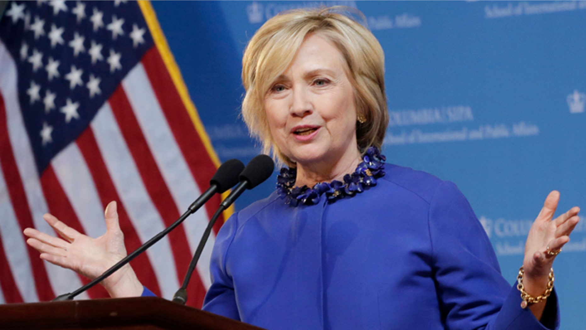 April 29, 2015: Hillary Clinton speaks at the David N. Dinkins Leadership and Public Policy Forum in New York.