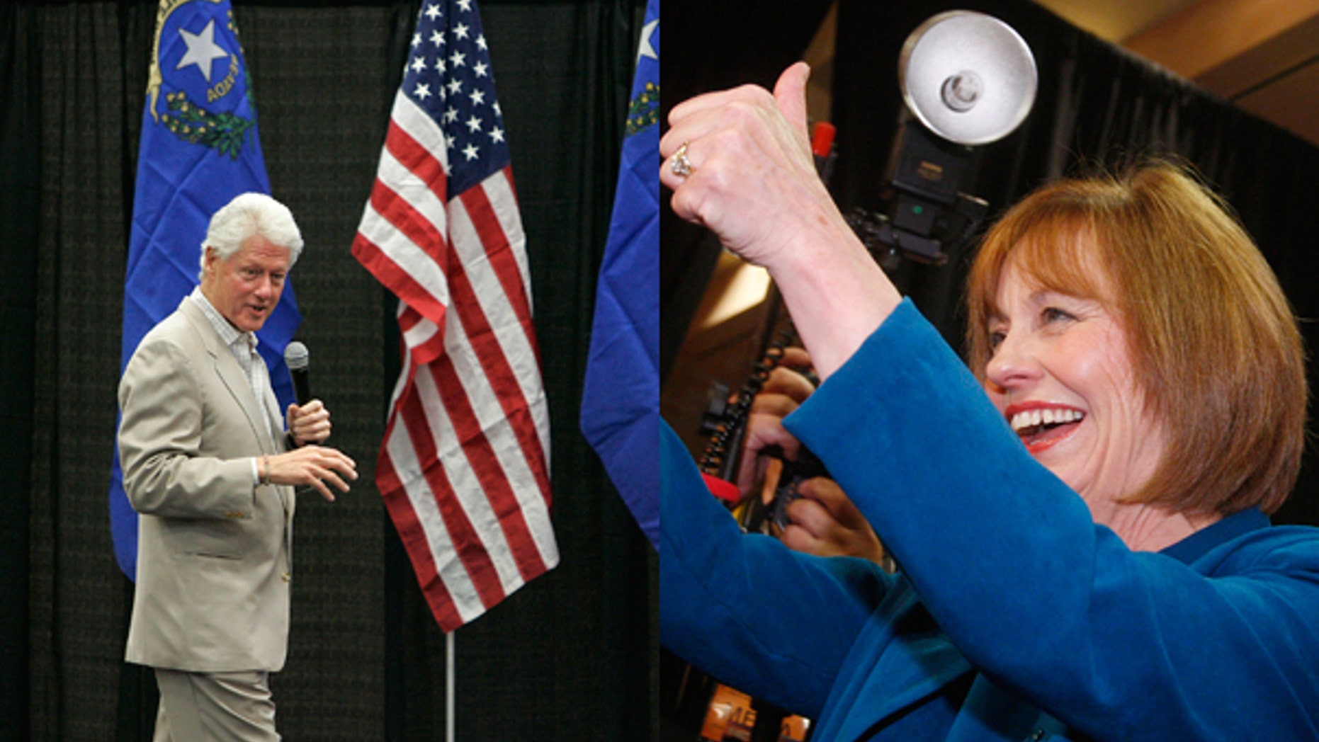 Former President Bill Clinton is hitting the campaign trail in Nevada to help vulnerable Senate Majority Leader Harry Reid overcome Republican nominee Sharron Angle. (AP)