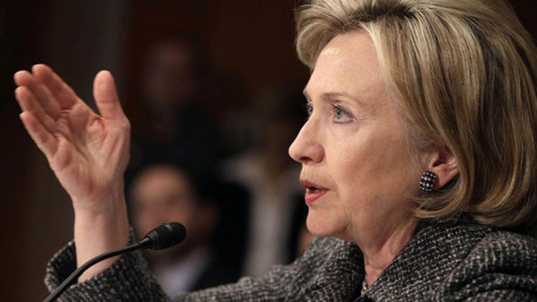 Secretary of State Hillary Clinton testifies before the Senate Foreign Relations Committee on Capitol Hill Feb. 24. (Reuters Photo)
